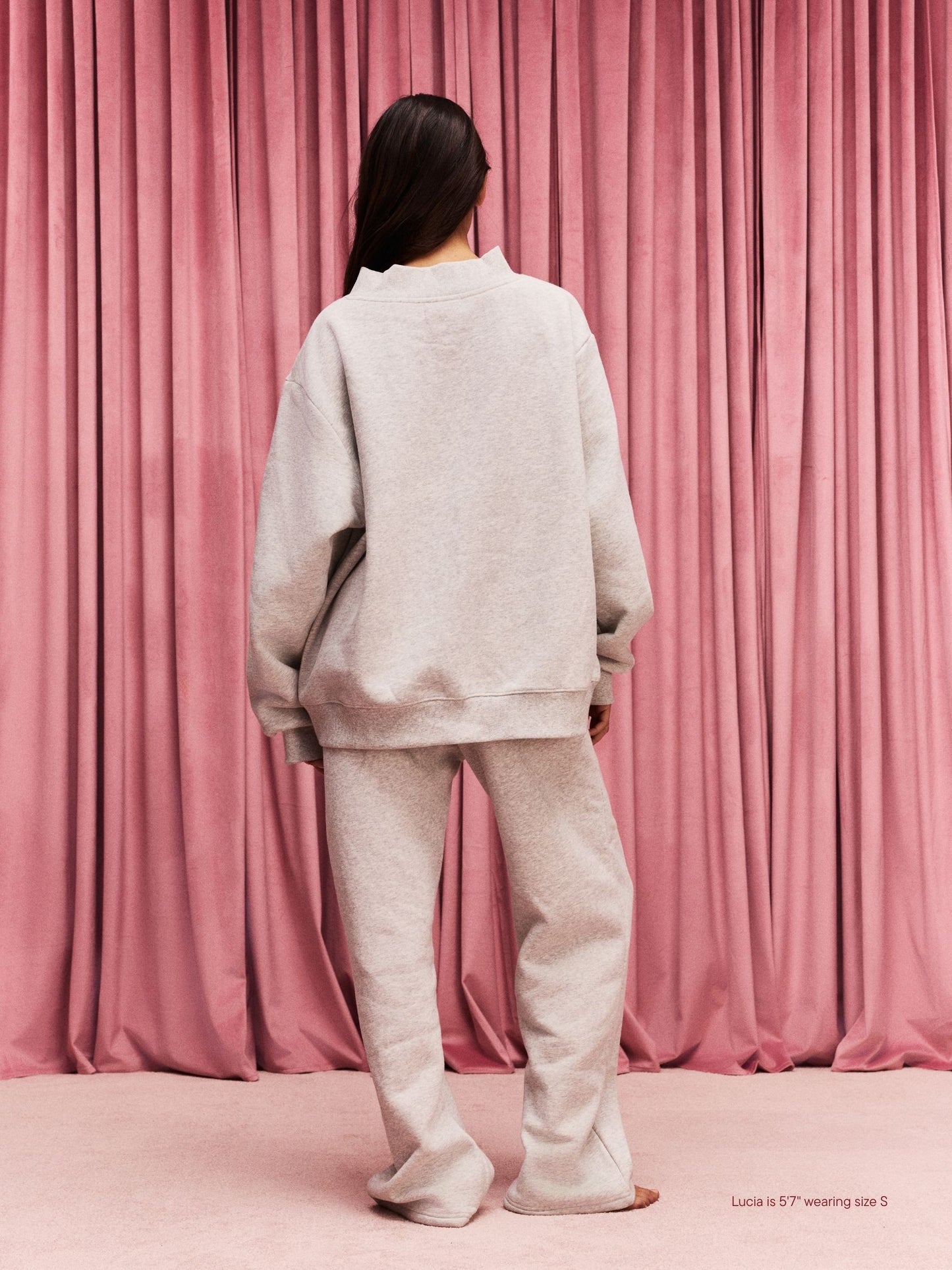 girl wearing Boxer Sweatpants -classic grey