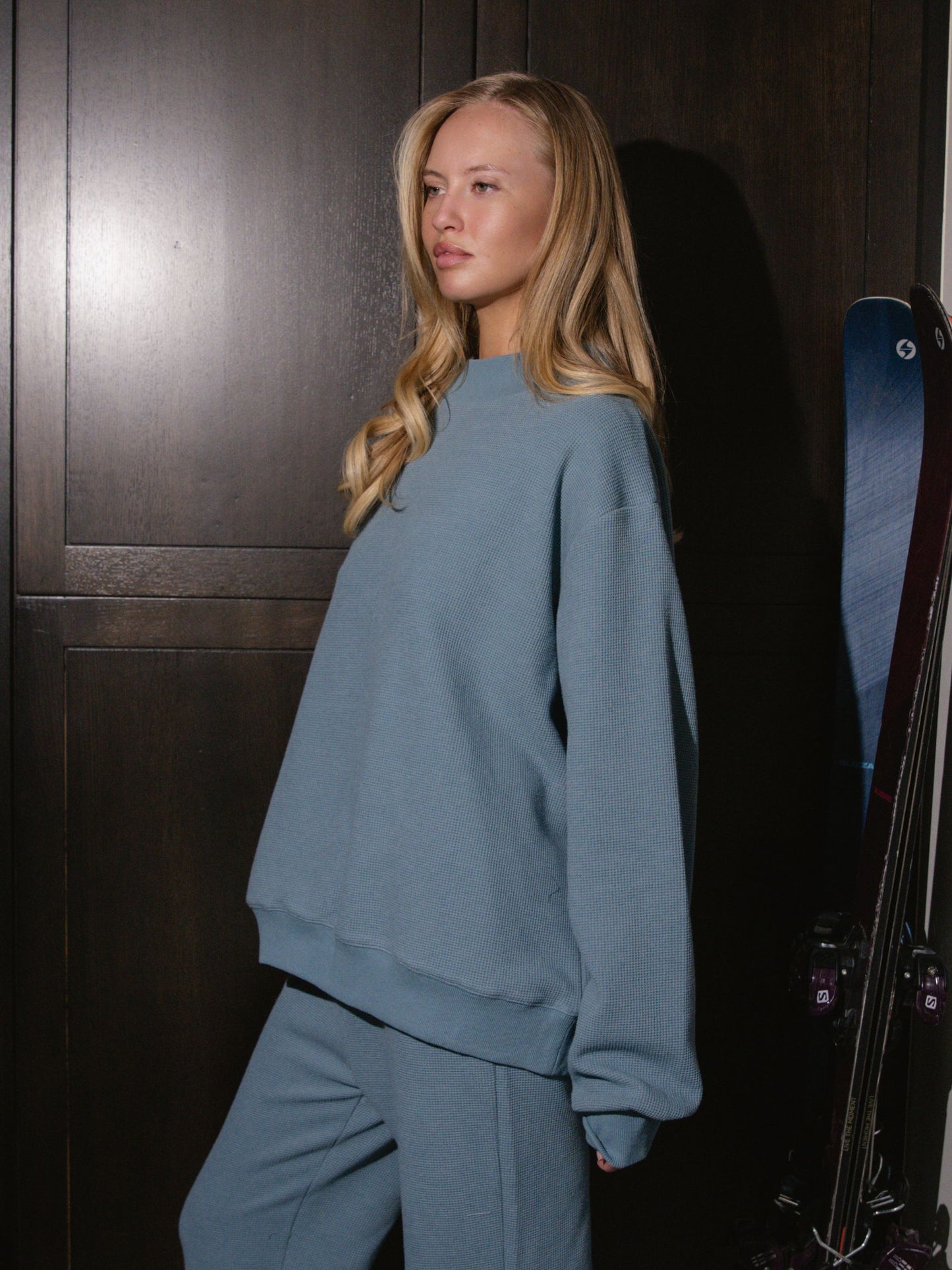 Waffle Mockneck Pullover - Glacier