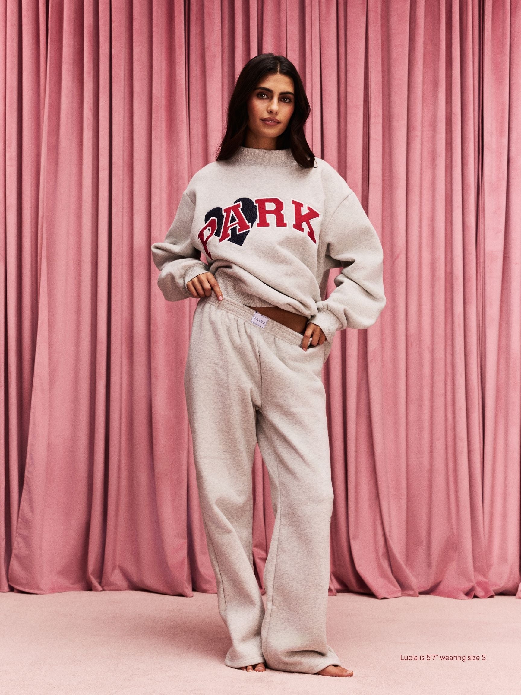 girl wearing Boxer Sweatpants -classic grey