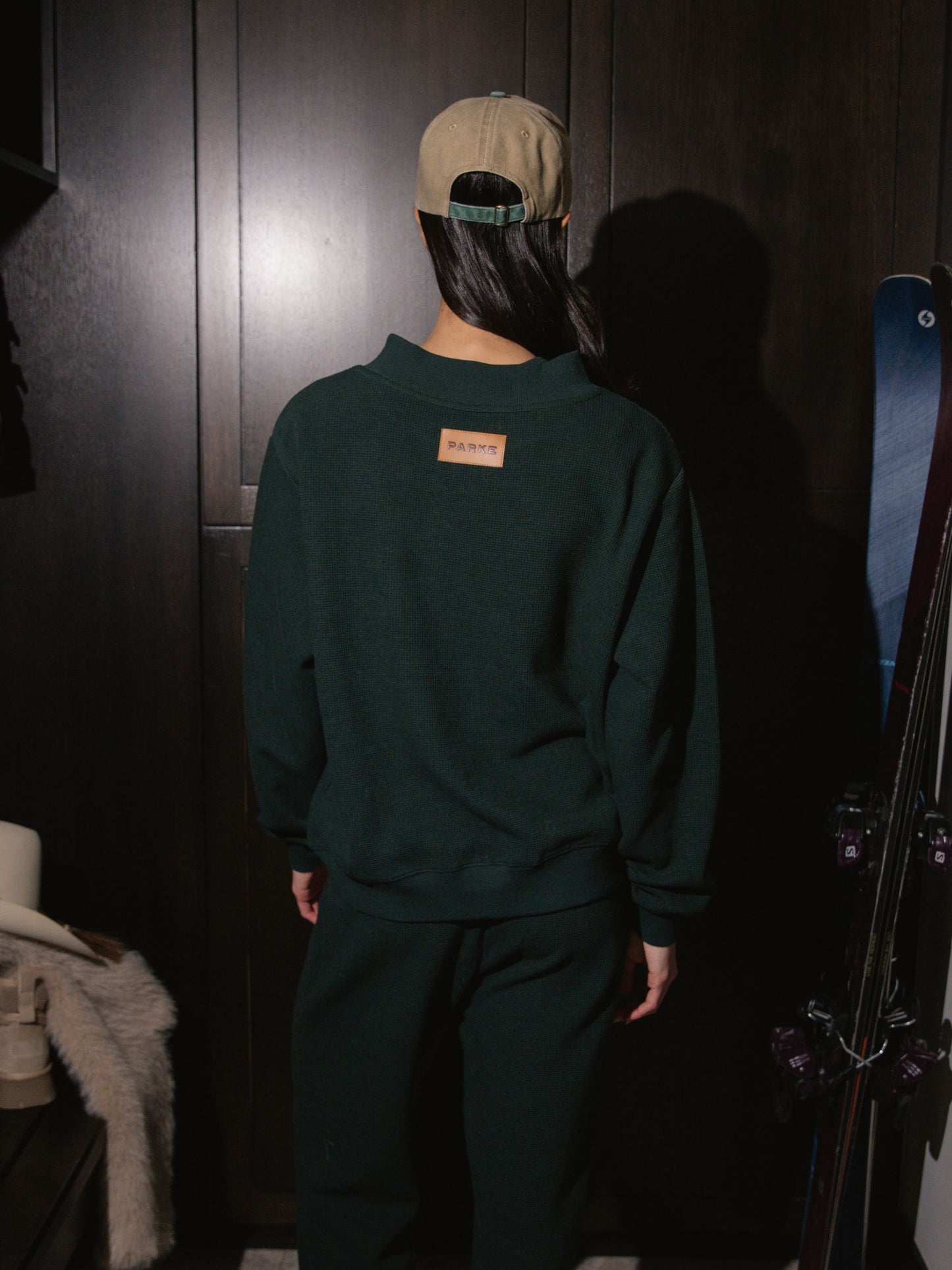 Waffle Mockneck Pullover - Forest