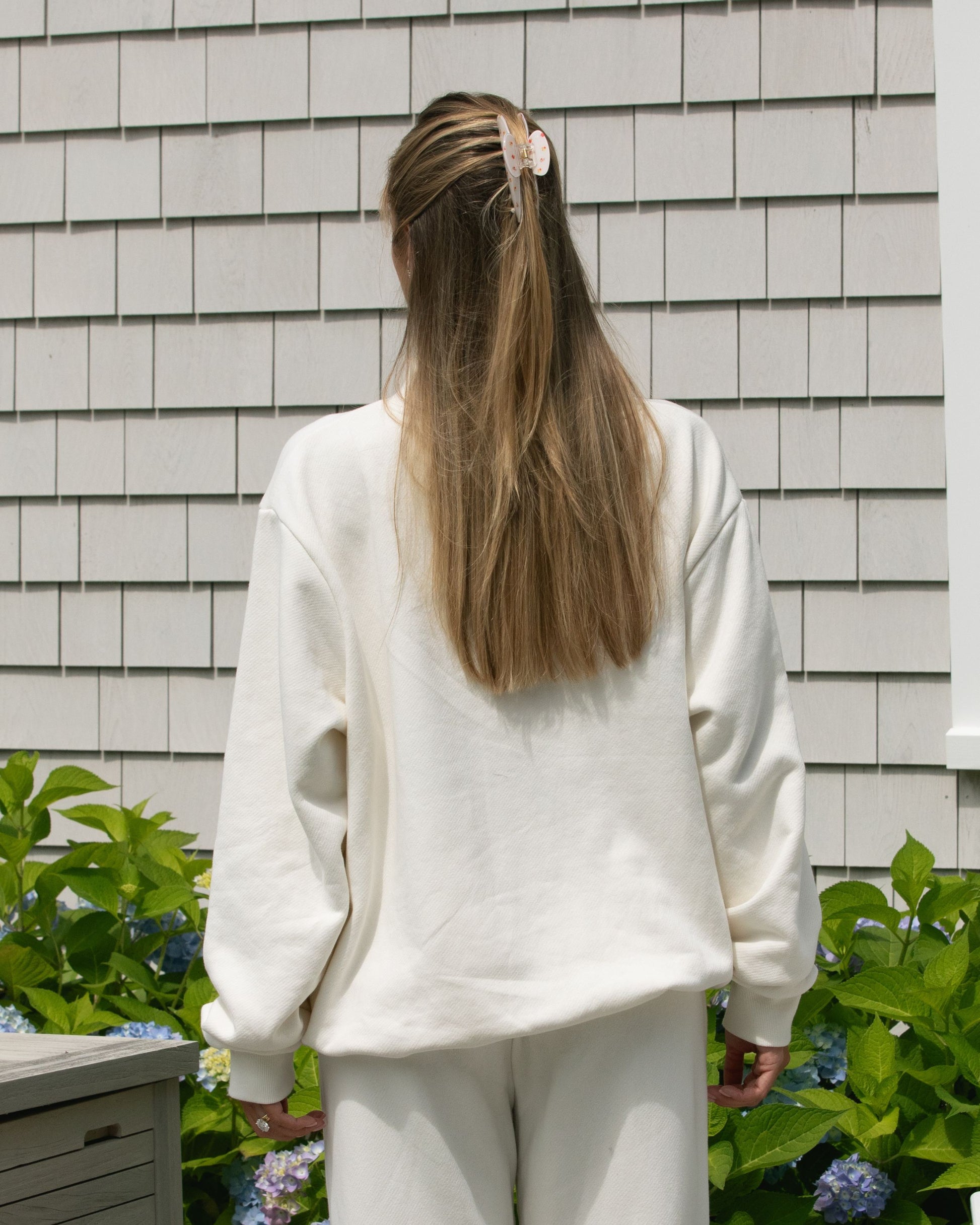 Varsity Mockneck - Ivory + Sunset Floral