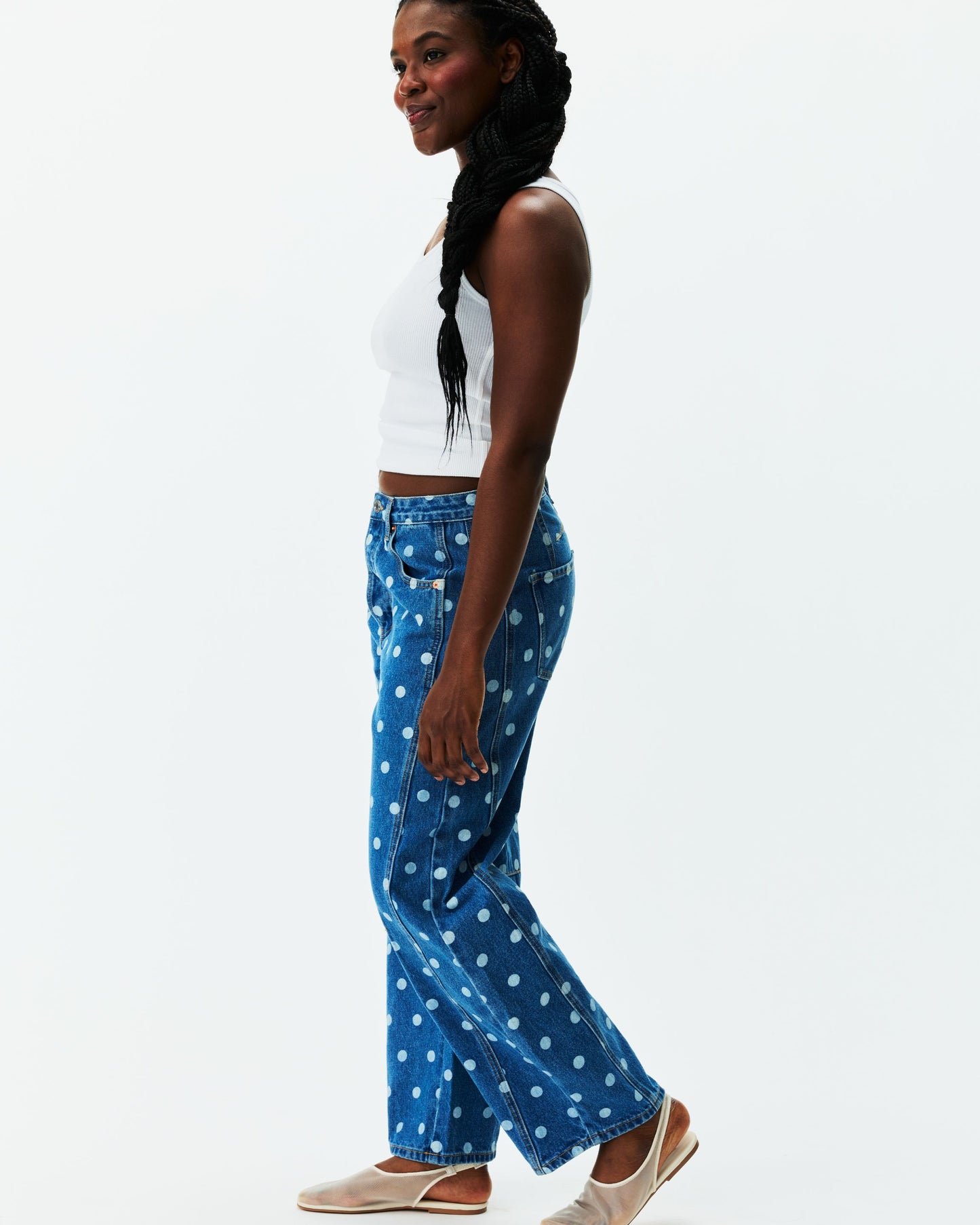 Polka Dot Horseshoe Jean - Medium Wash Polka Dot