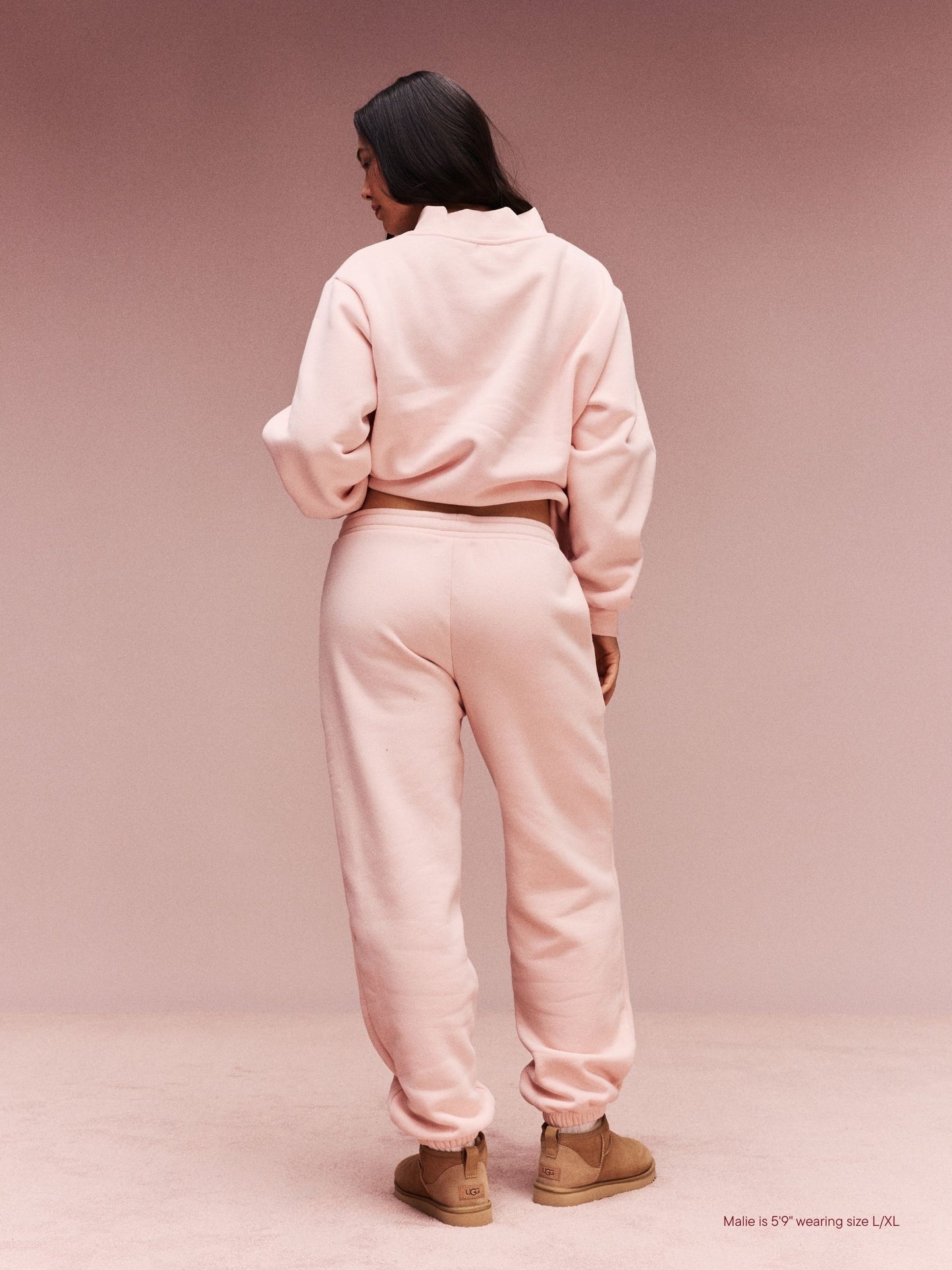 girl wearing Drawstring Unisex Sweatpants -peony