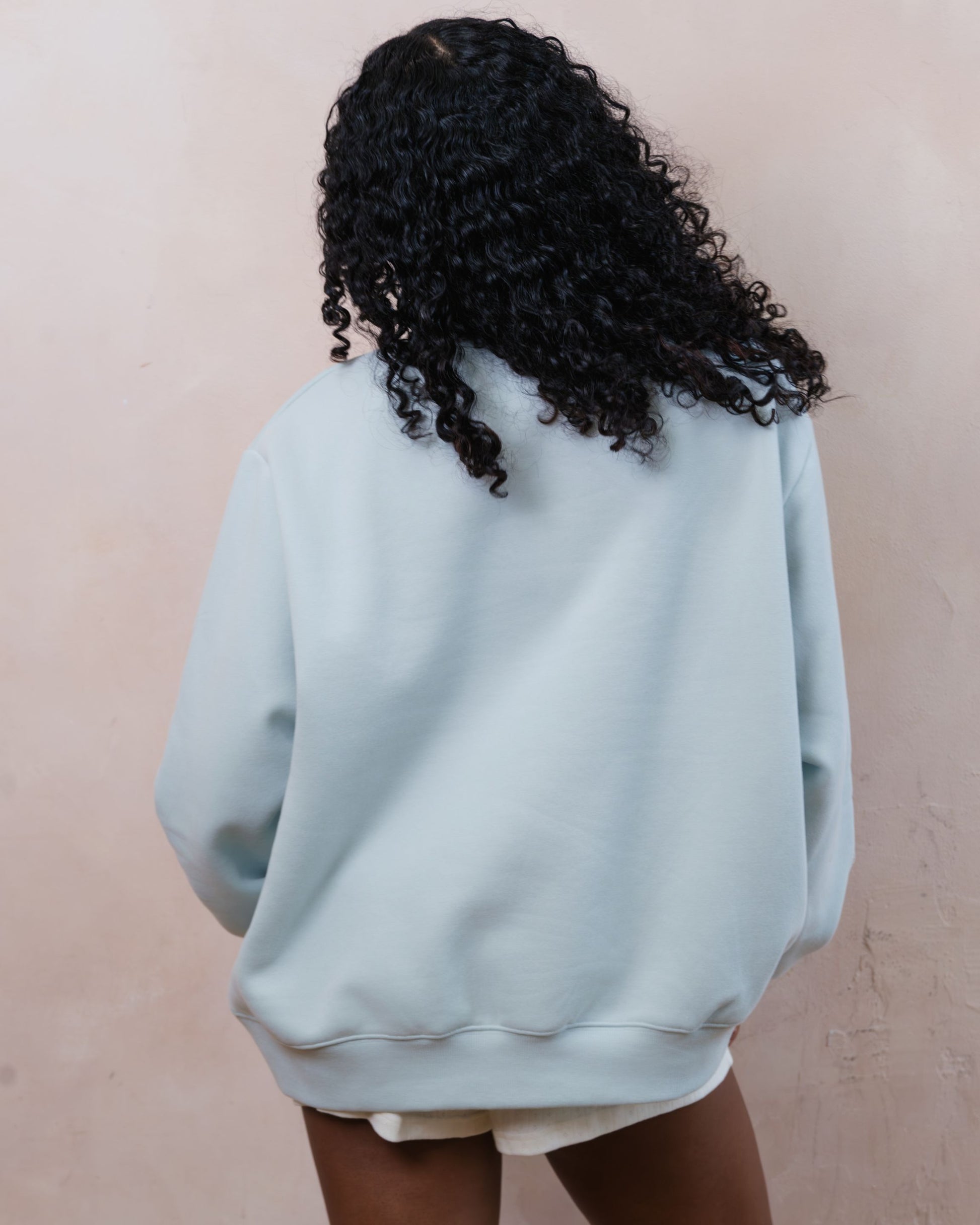 Bridal Varsity Mockneck - Pale Blue + White