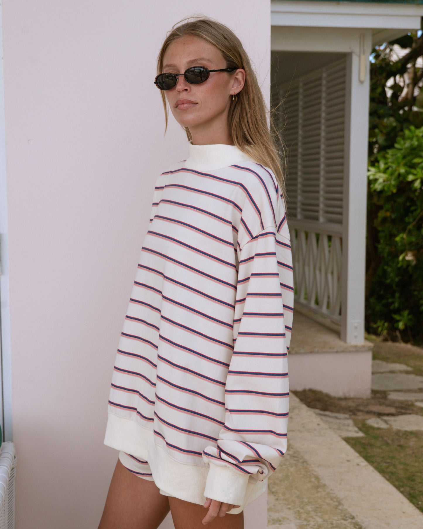 Striped Mockneck Pullover - Summerland Stripe