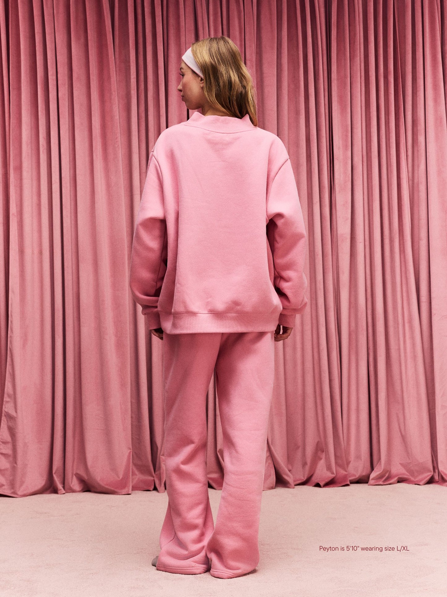 girl wearing Valentine's Varsity Mockneck -blush + lavender