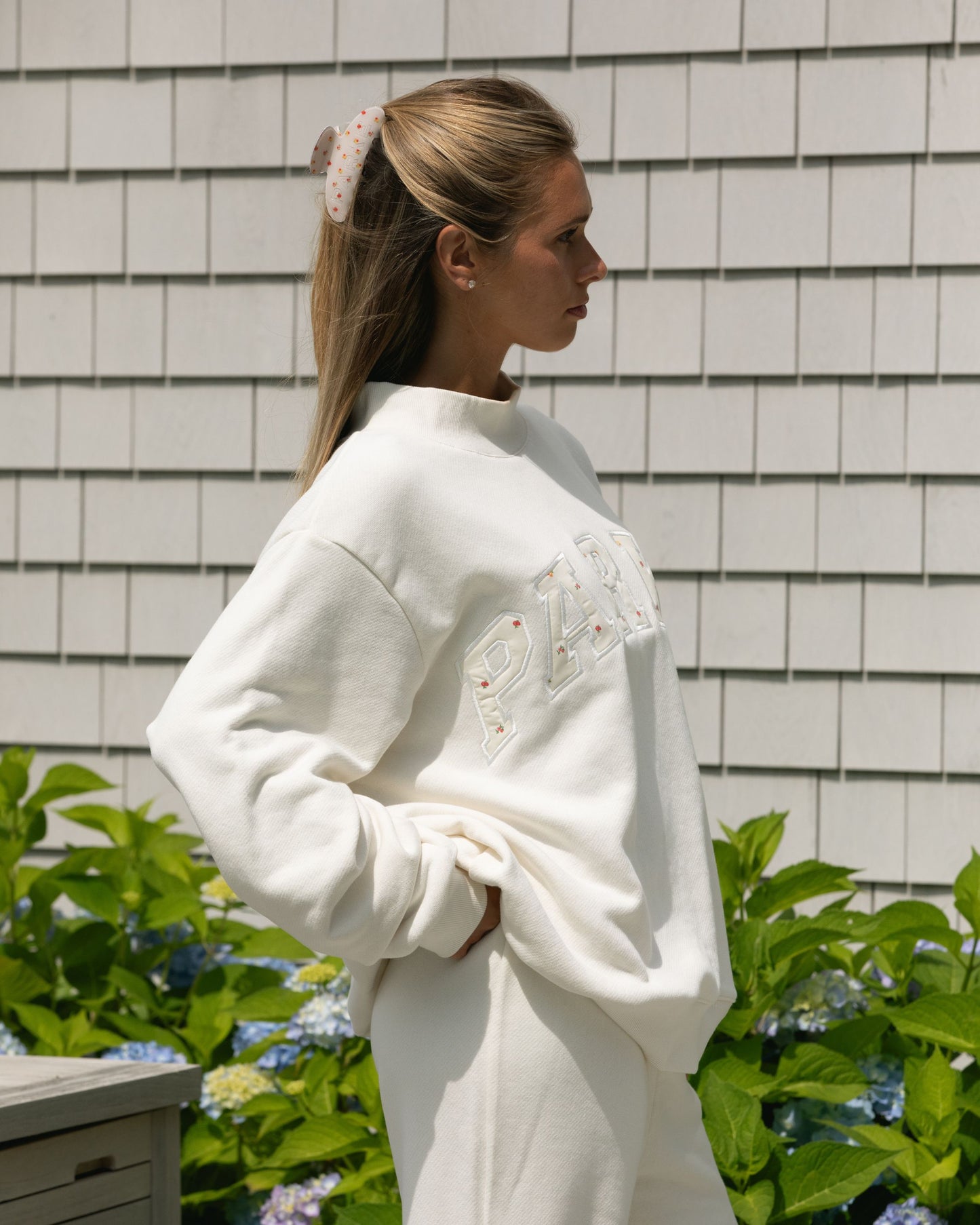 Varsity Mockneck - Ivory + Sunset Floral