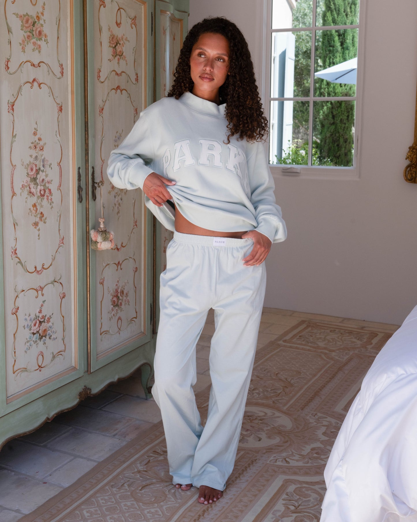 Cotton Boxer Pants - Pale Blue