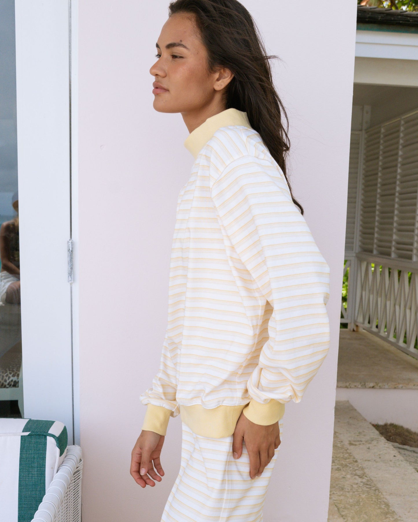 Striped Mockneck Pullover - Sun Stripe