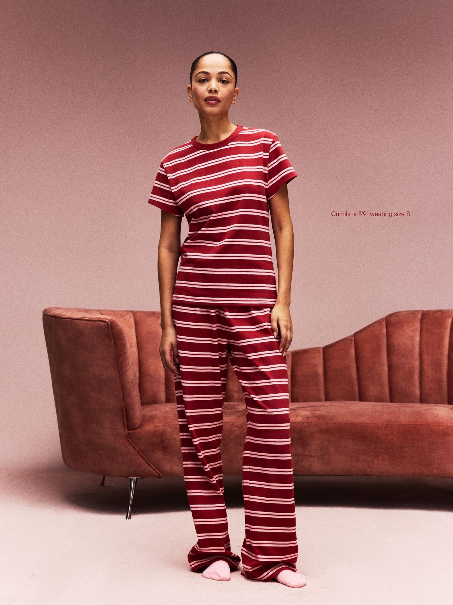 girl wearing Striped T-Shirt -amour stripe