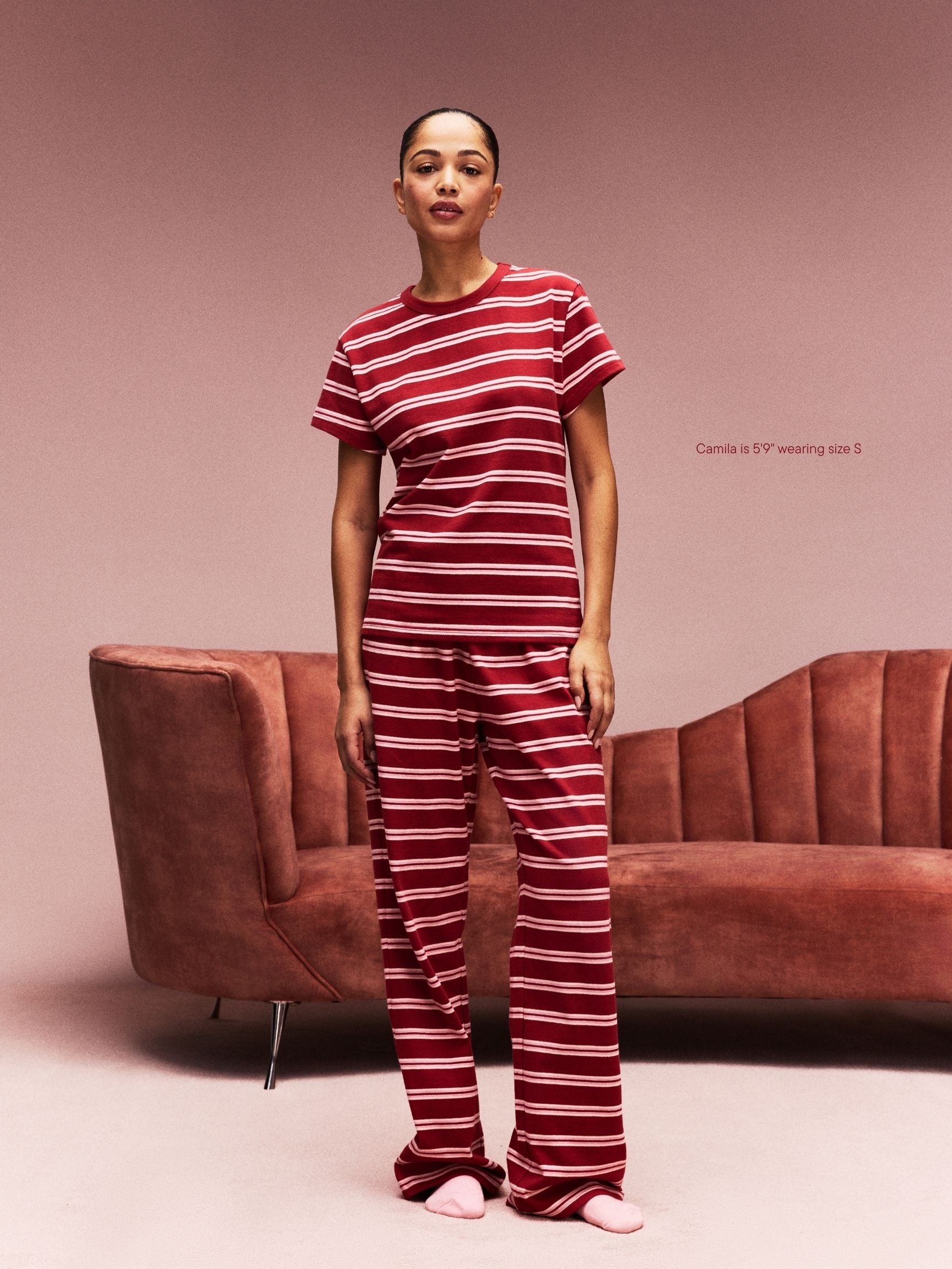 girl wearing Striped T-Shirt -amour stripe