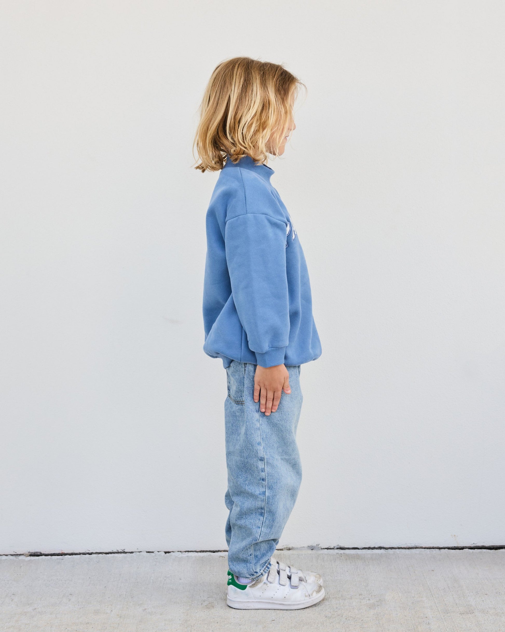 Kids Varsity Mockneck - Washed Indigo