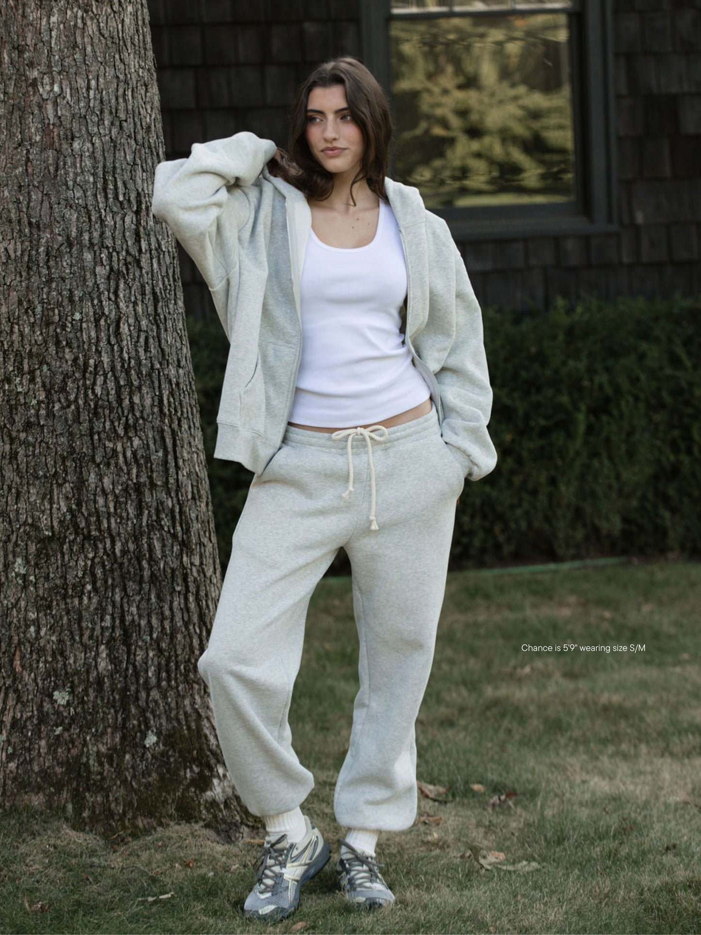 Drawstring Unisex Sweats flat lay -classic grey