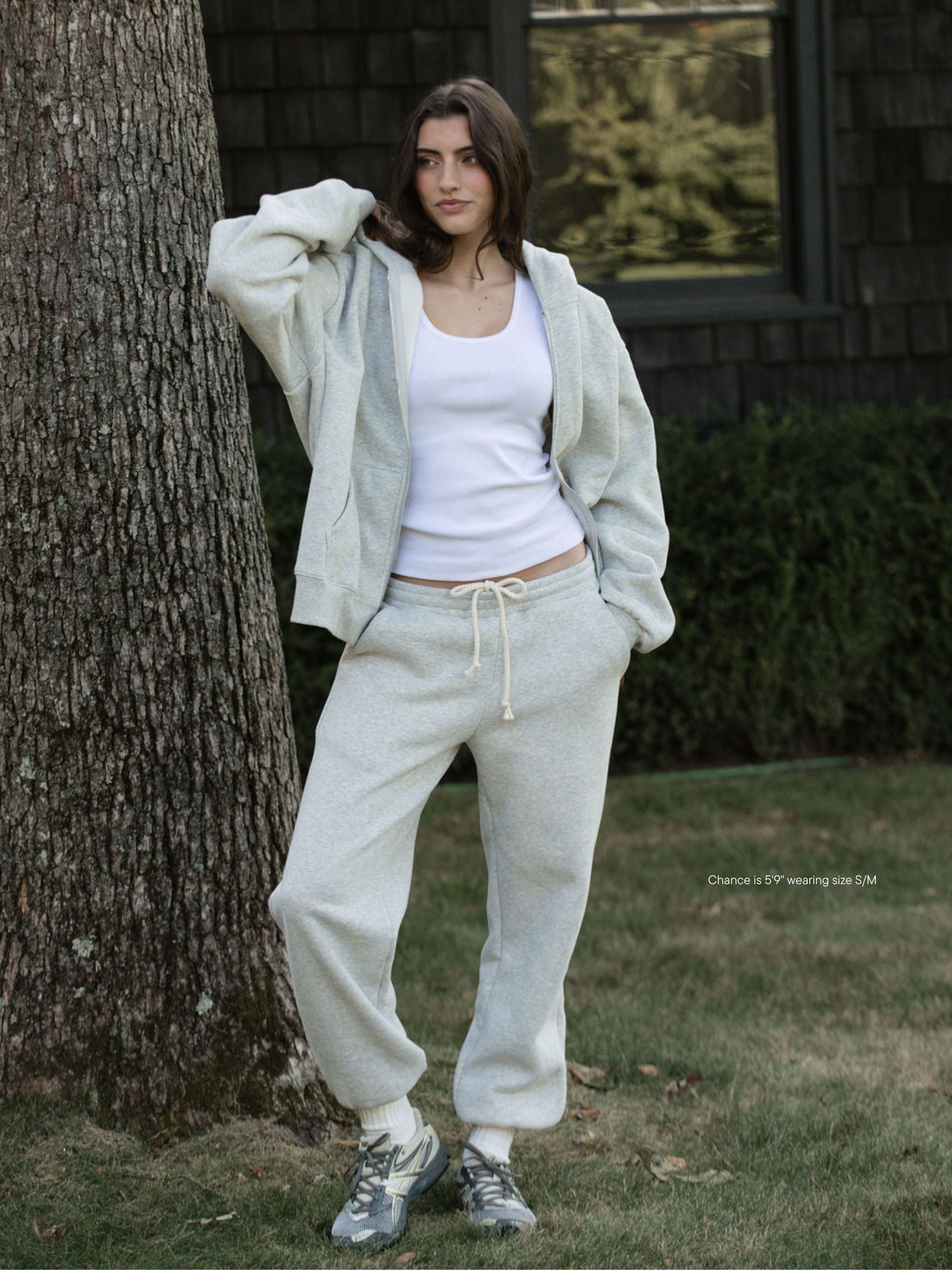Drawstring Unisex Sweats flat lay -classic grey