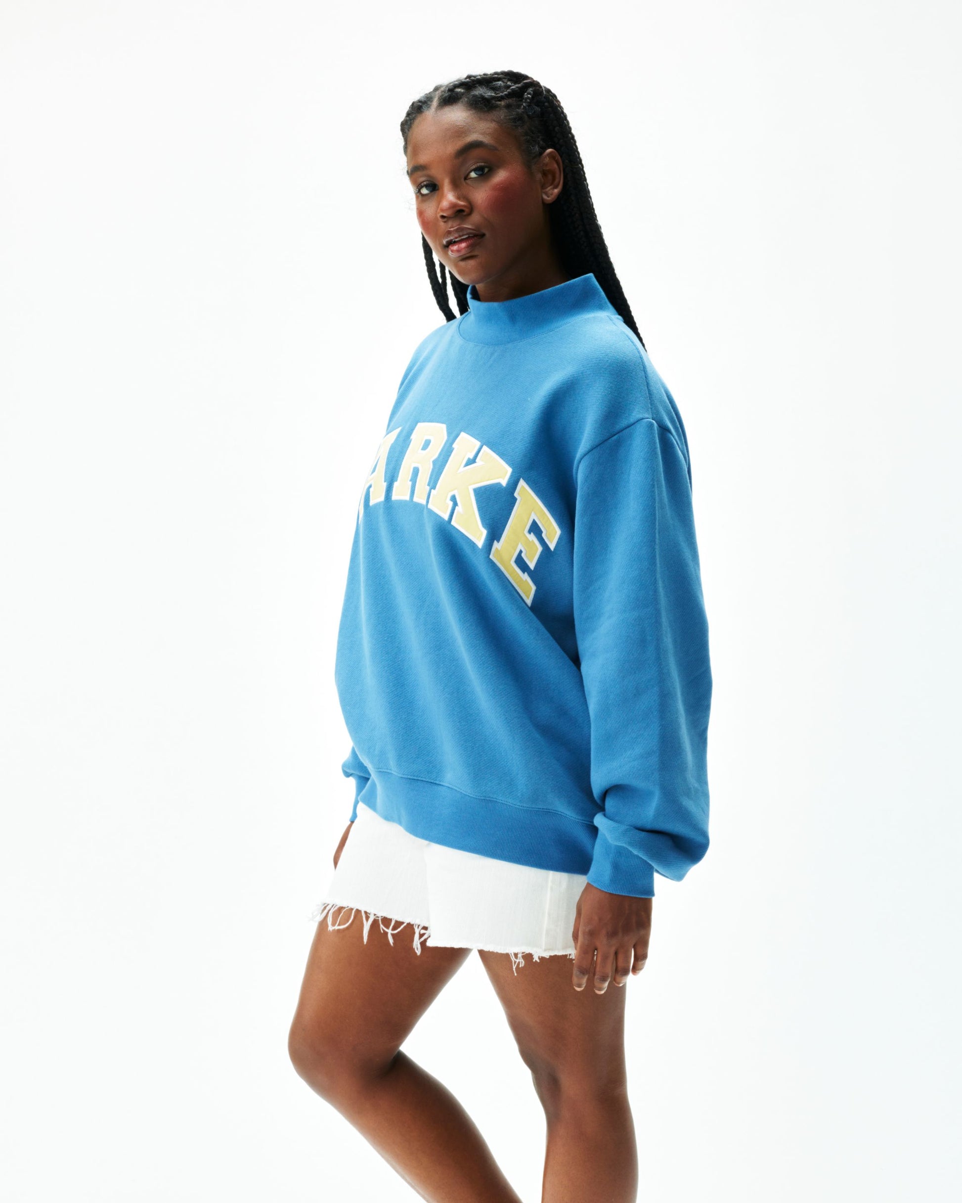 Varsity Mockneck - Washed Indigo + Peel