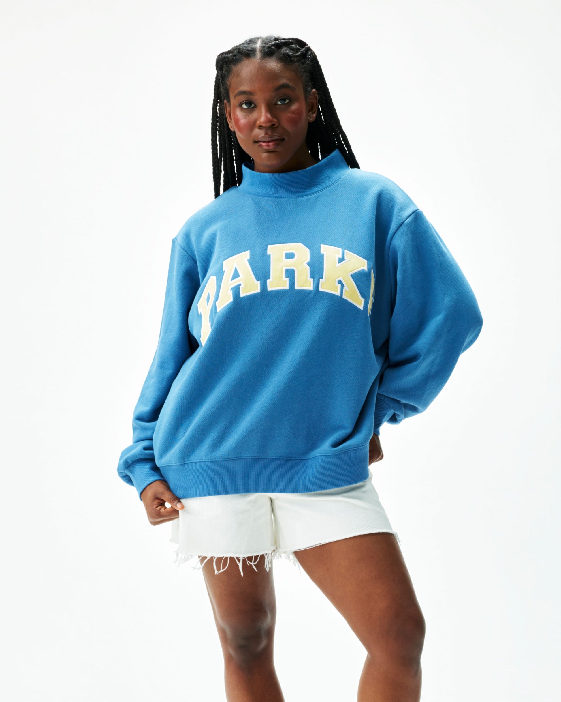 Varsity Mockneck - Washed Indigo + Peel