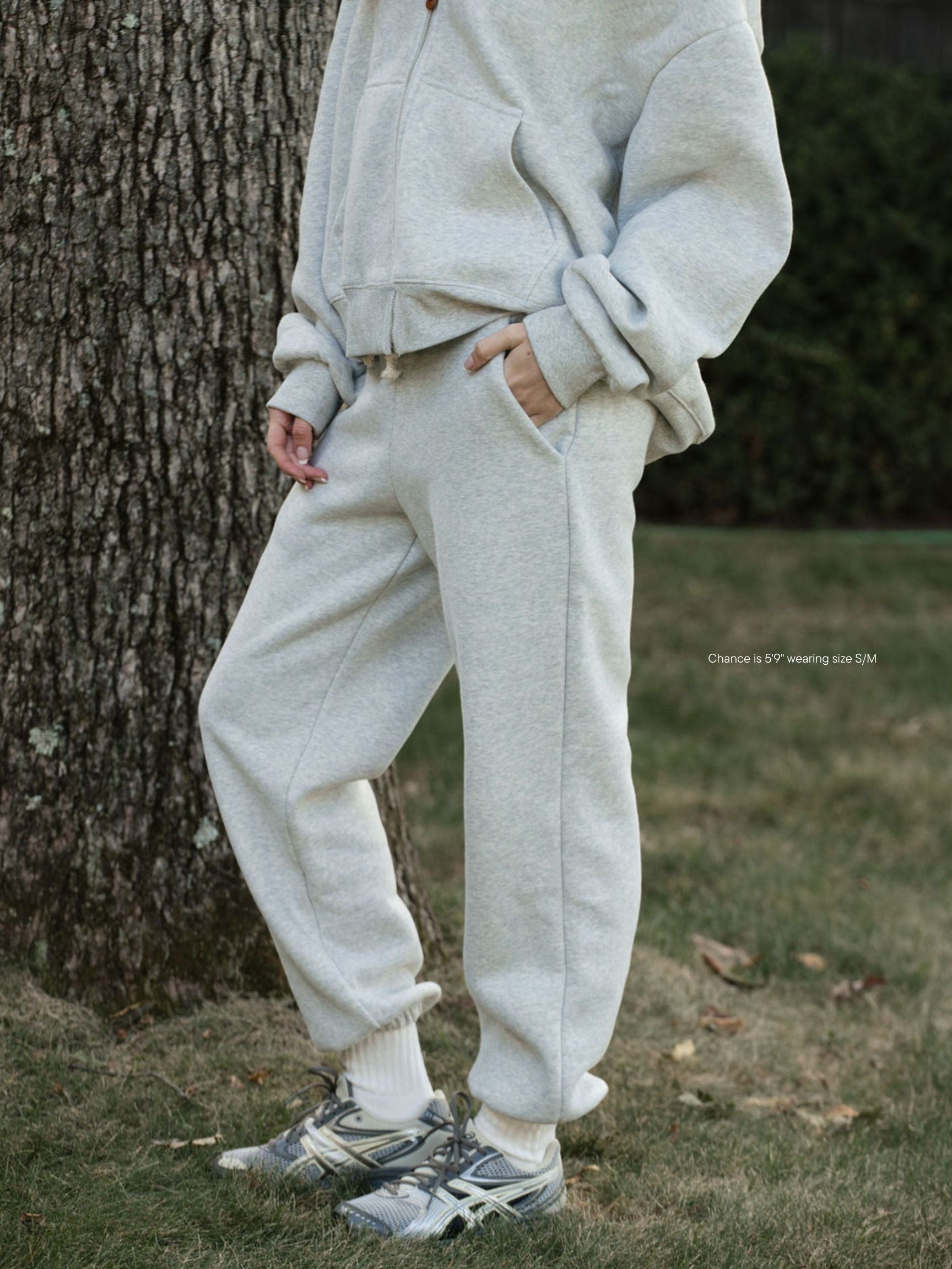 Drawstring Unisex Sweats flat lay -classic grey