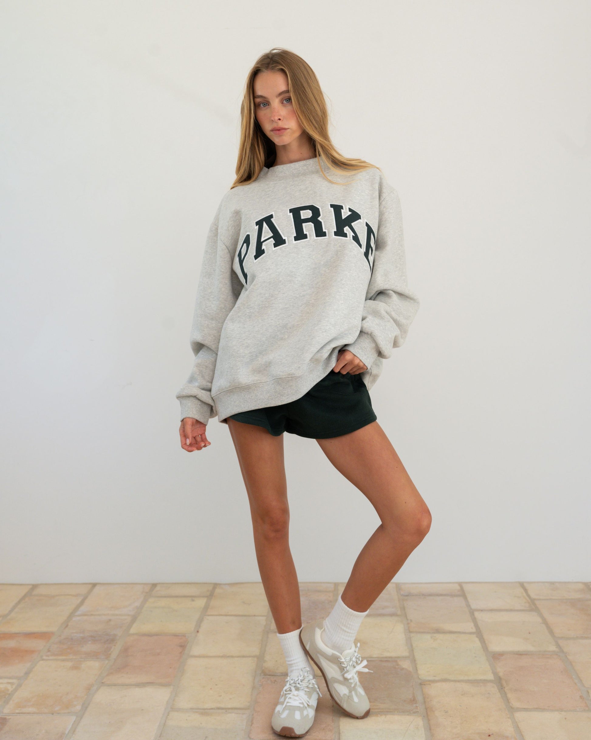 Varsity Mockneck - Classic Grey + Forest