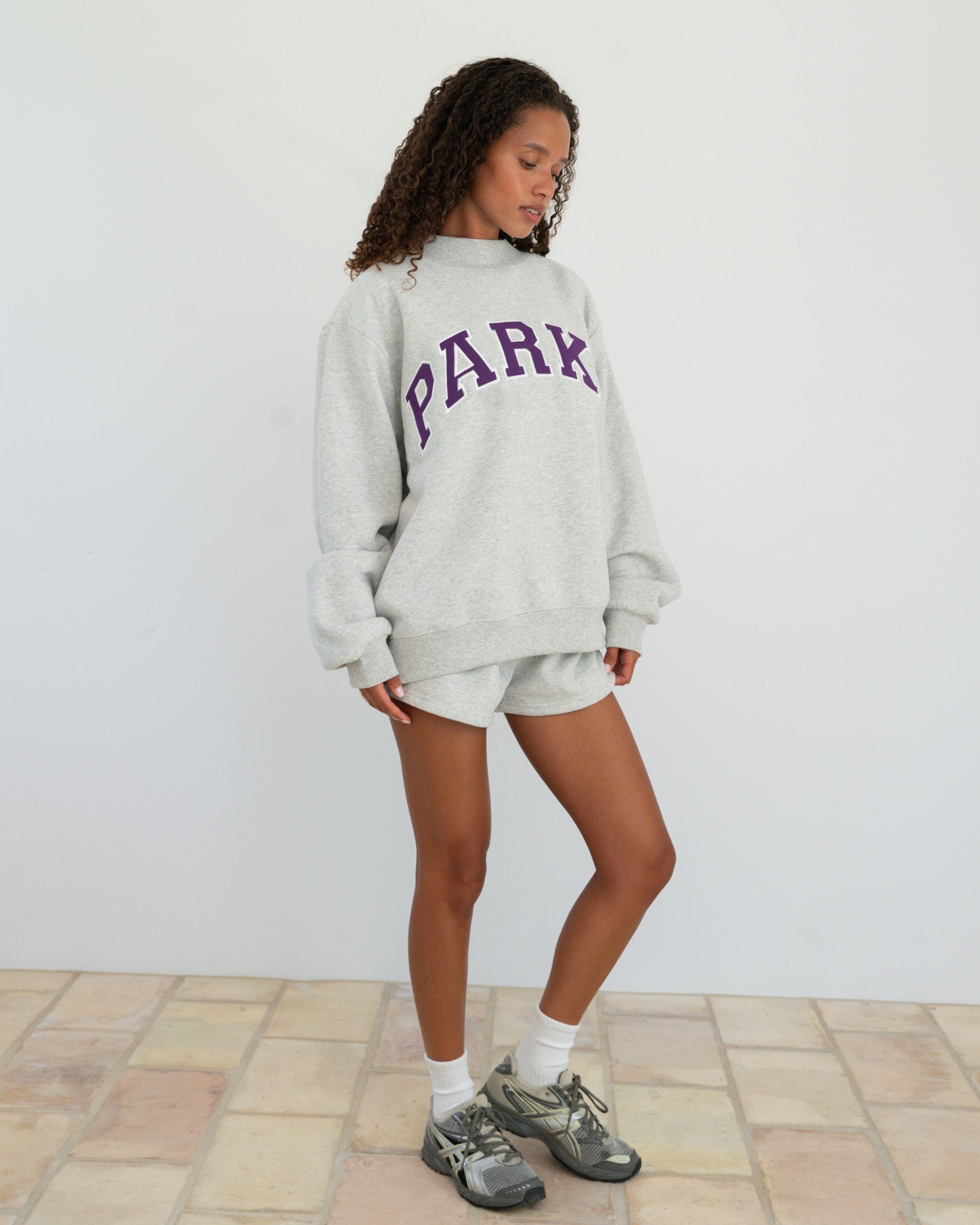 Varsity Mockneck - Classic Grey + Amethyst