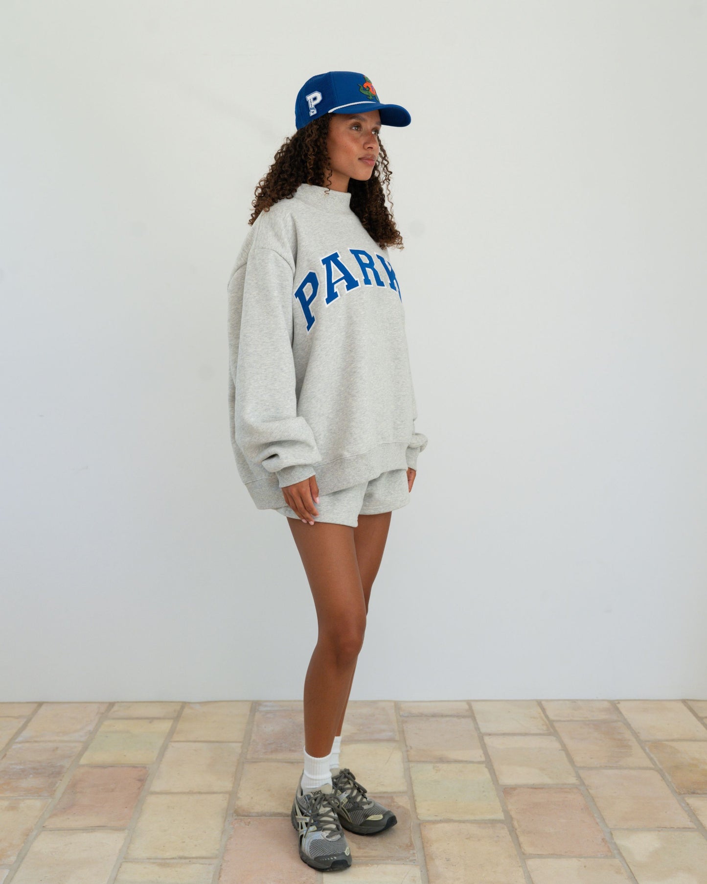 Varsity Mockneck - Classic Grey + Royal Blue