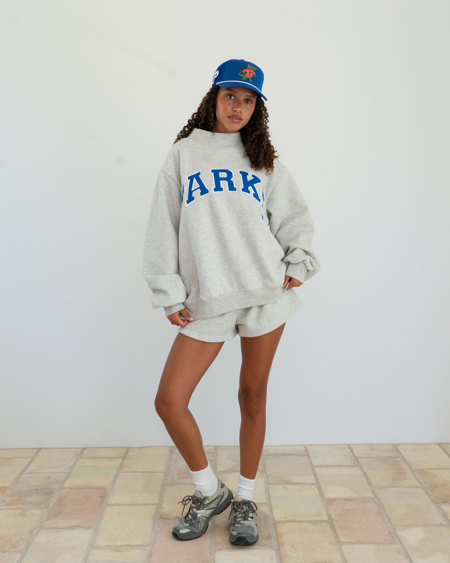 Varsity Mockneck - Classic Grey + Royal Blue