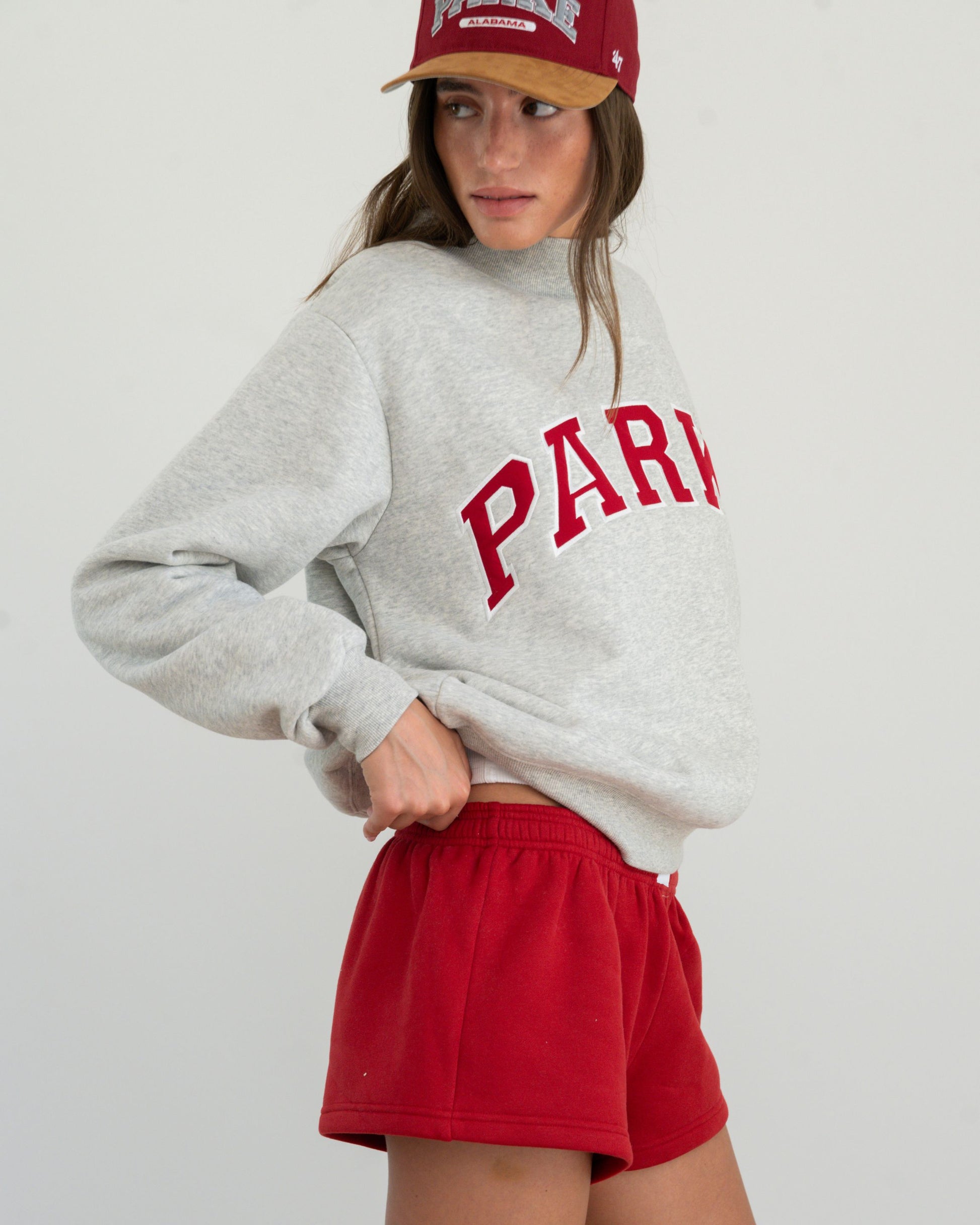Varsity Mockneck - Classic Grey + Crimson