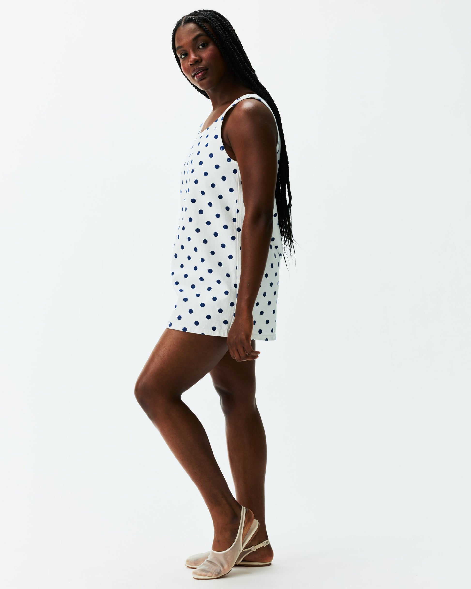 Polka Dot Mini Dress - White Polka Dot
