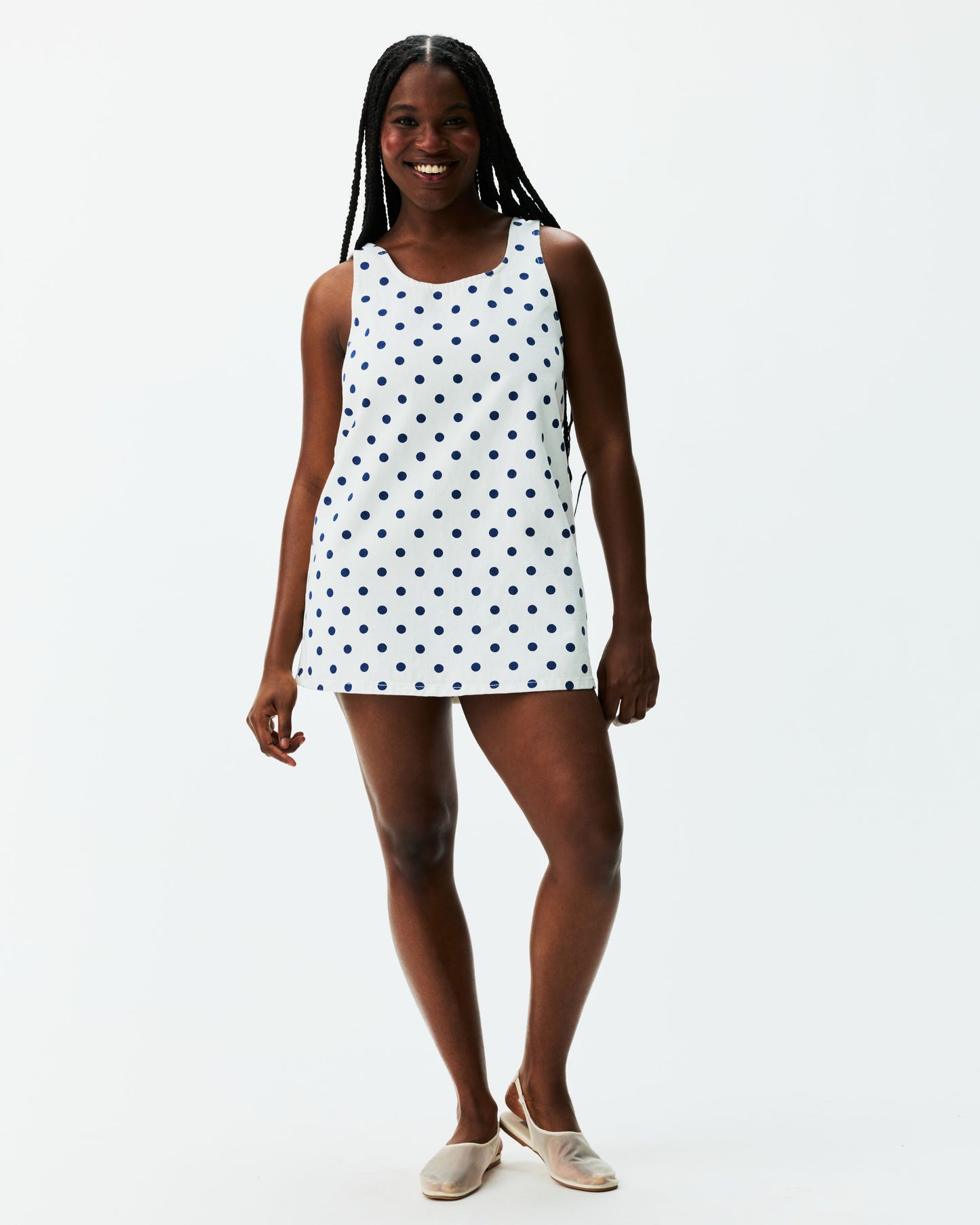 Polka Dot Mini Dress - White Polka Dot