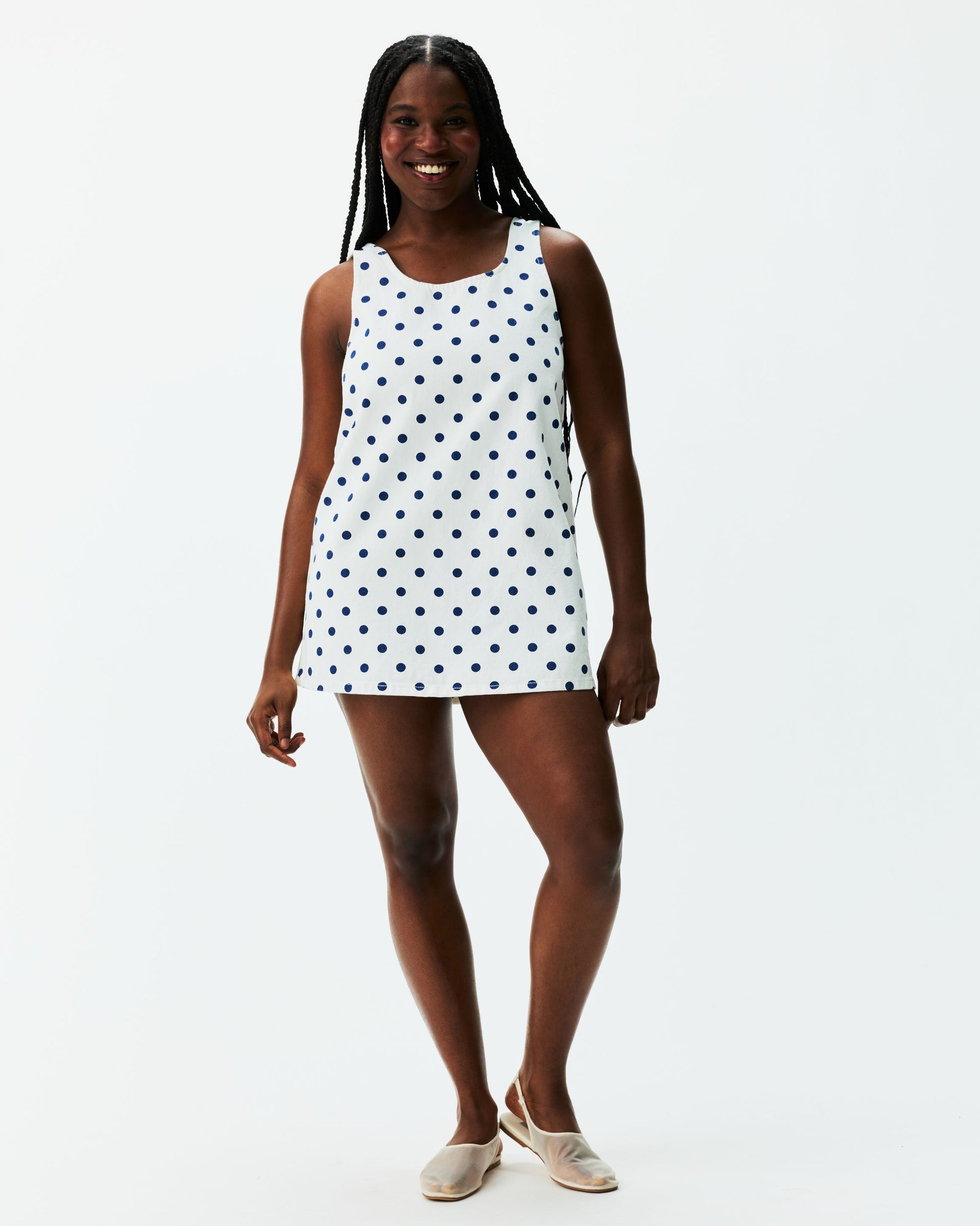 Polka Dot Mini Dress - White Polka Dot