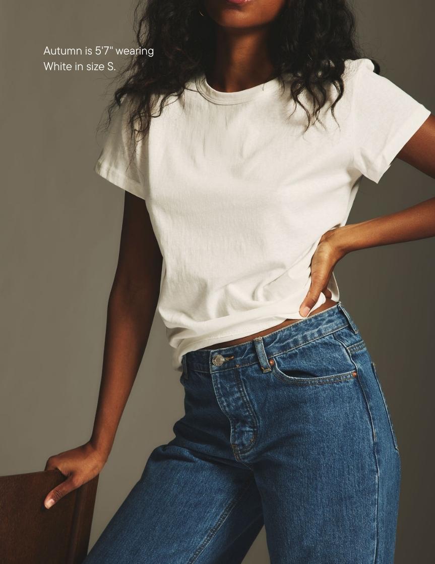 girl wearing white classic tee -white