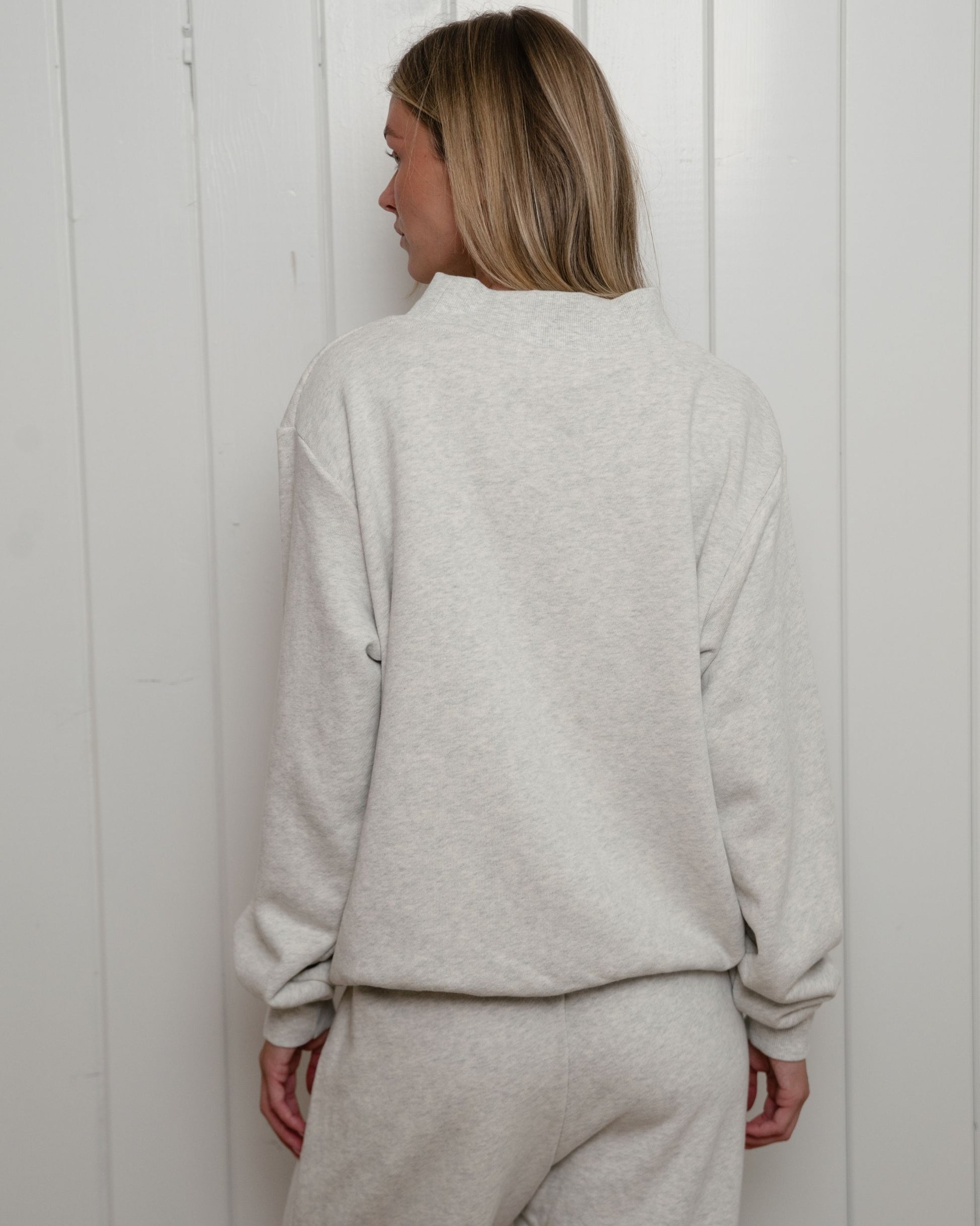 Sailboat Varsity Mockneck - Heather Grey + Sail