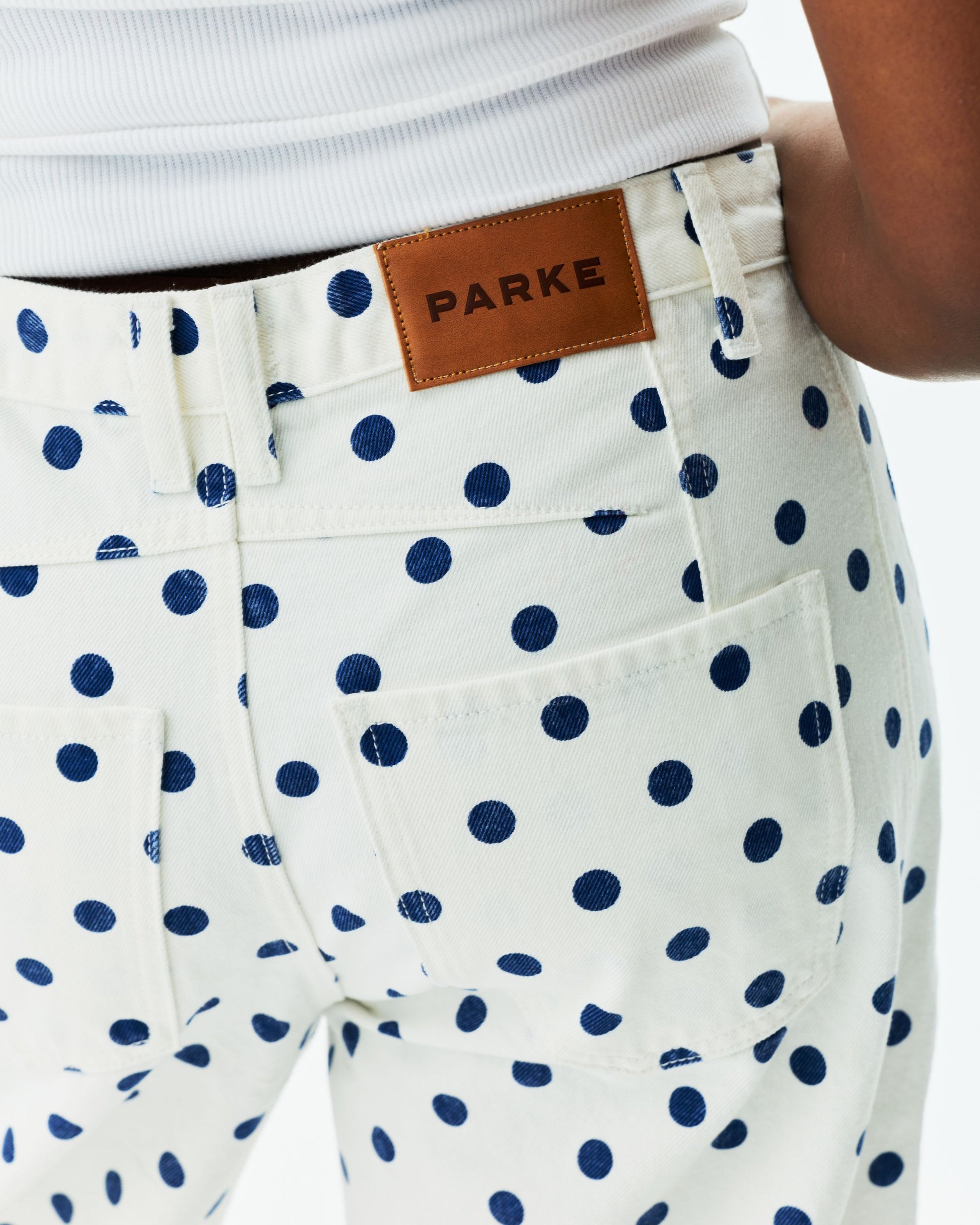 Polka Dot Horseshoe Jean - White Polka Dot