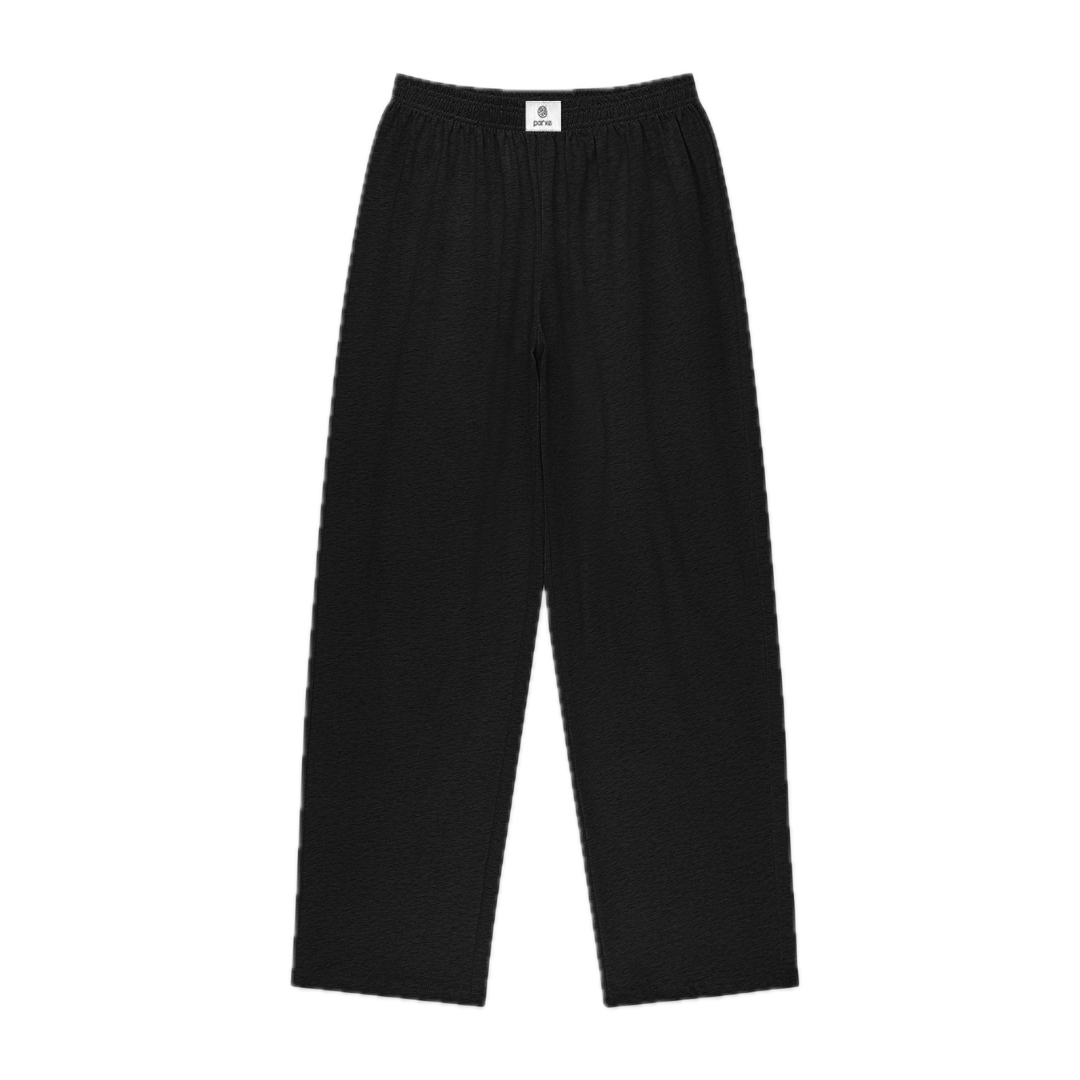 black cotton boxer pant flat lay- black