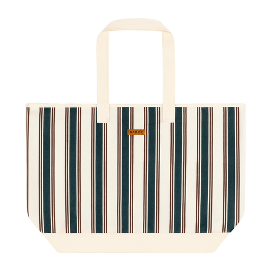 Holiday Striped Oversized Tote -eggnog stripe 