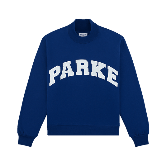 Holiday Varsity Turtleneck -winter berry + baby blue