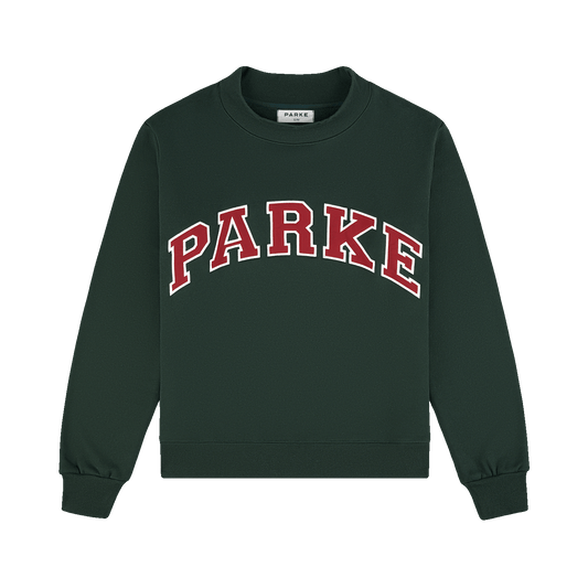 Holiday Varsity Mockneck -forest + maroon 