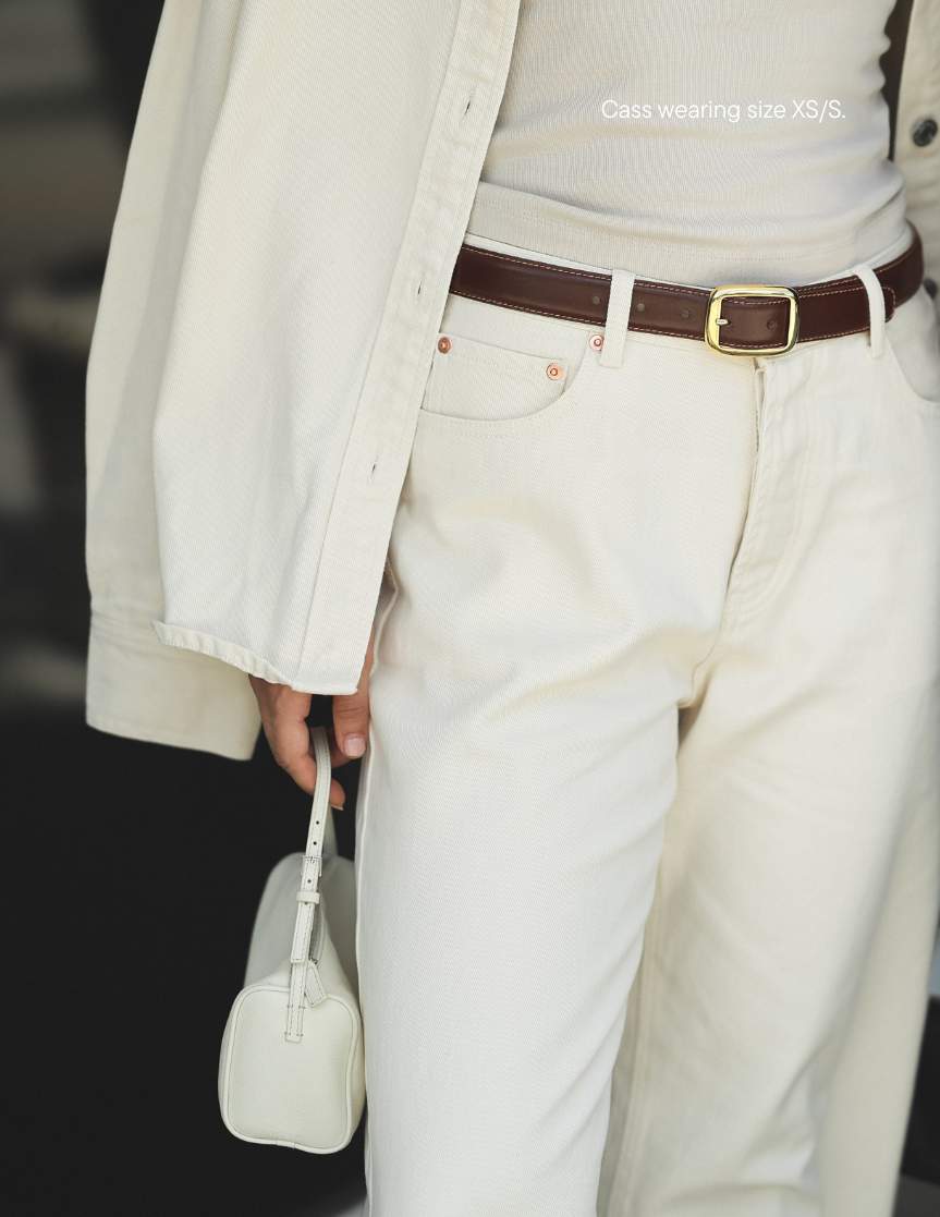 girl wearing parke x aureum brown belt -brown
