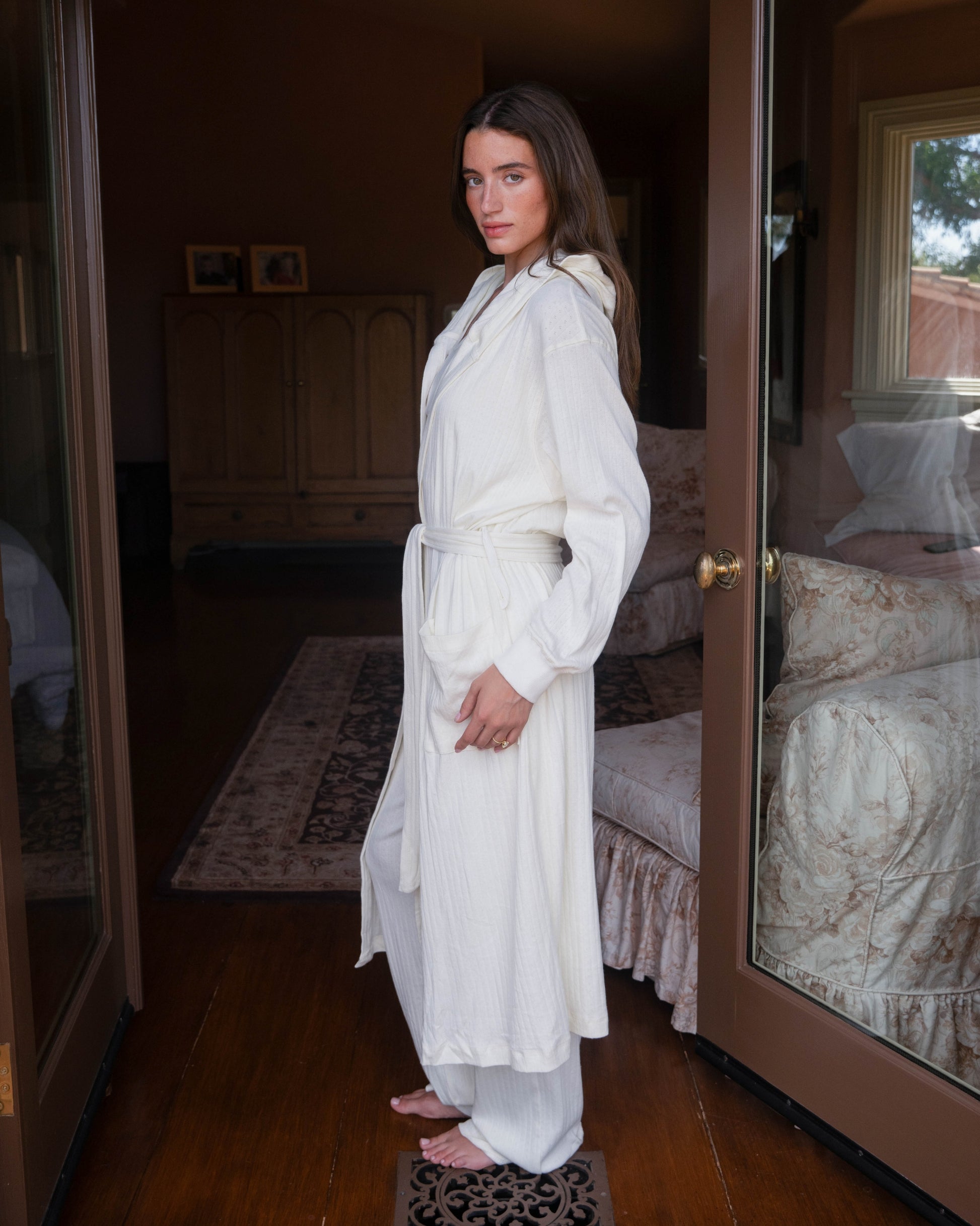 Pointelle Robe - Ivory