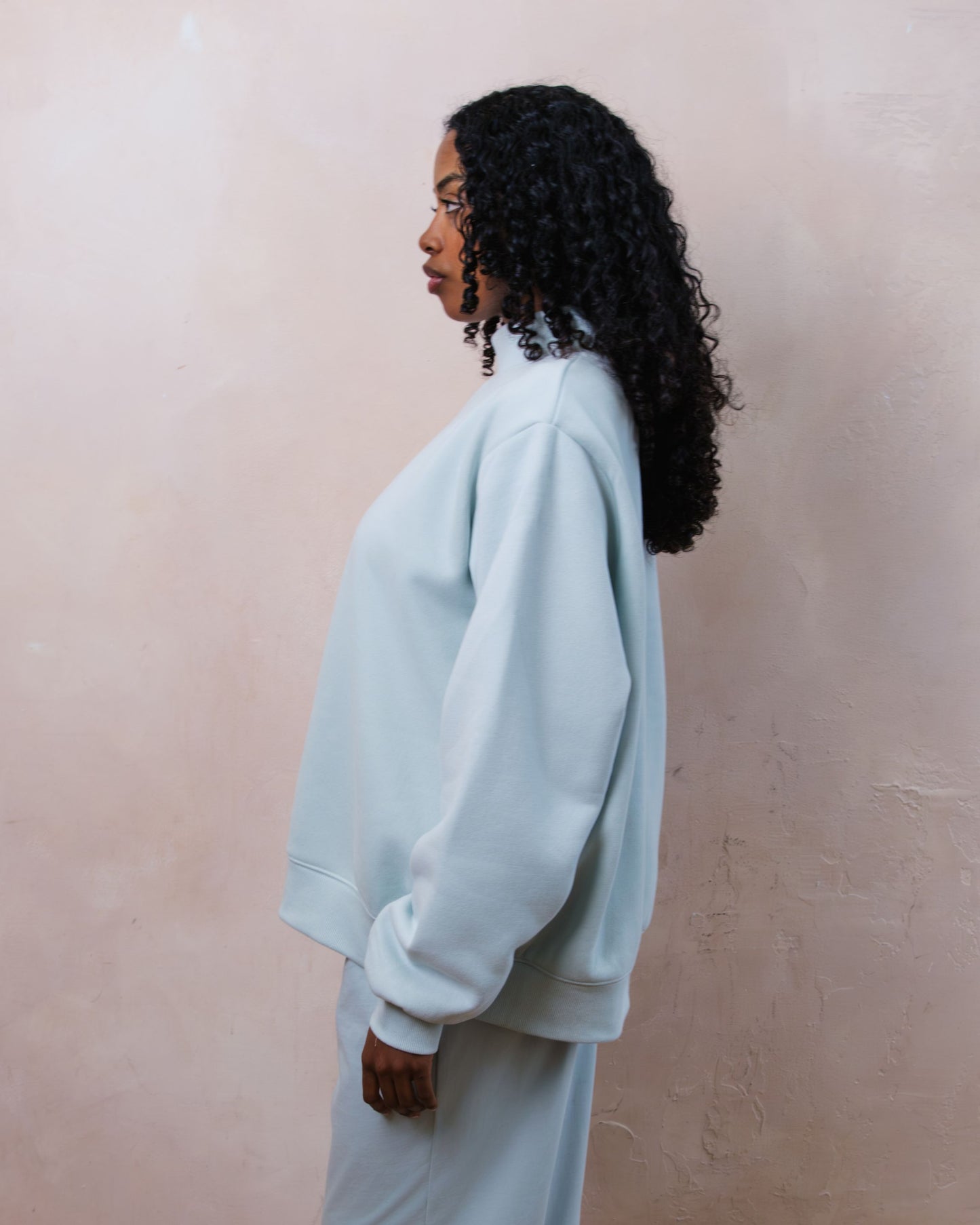 Embroidered Bridal Classic Mockneck - Pale Blue