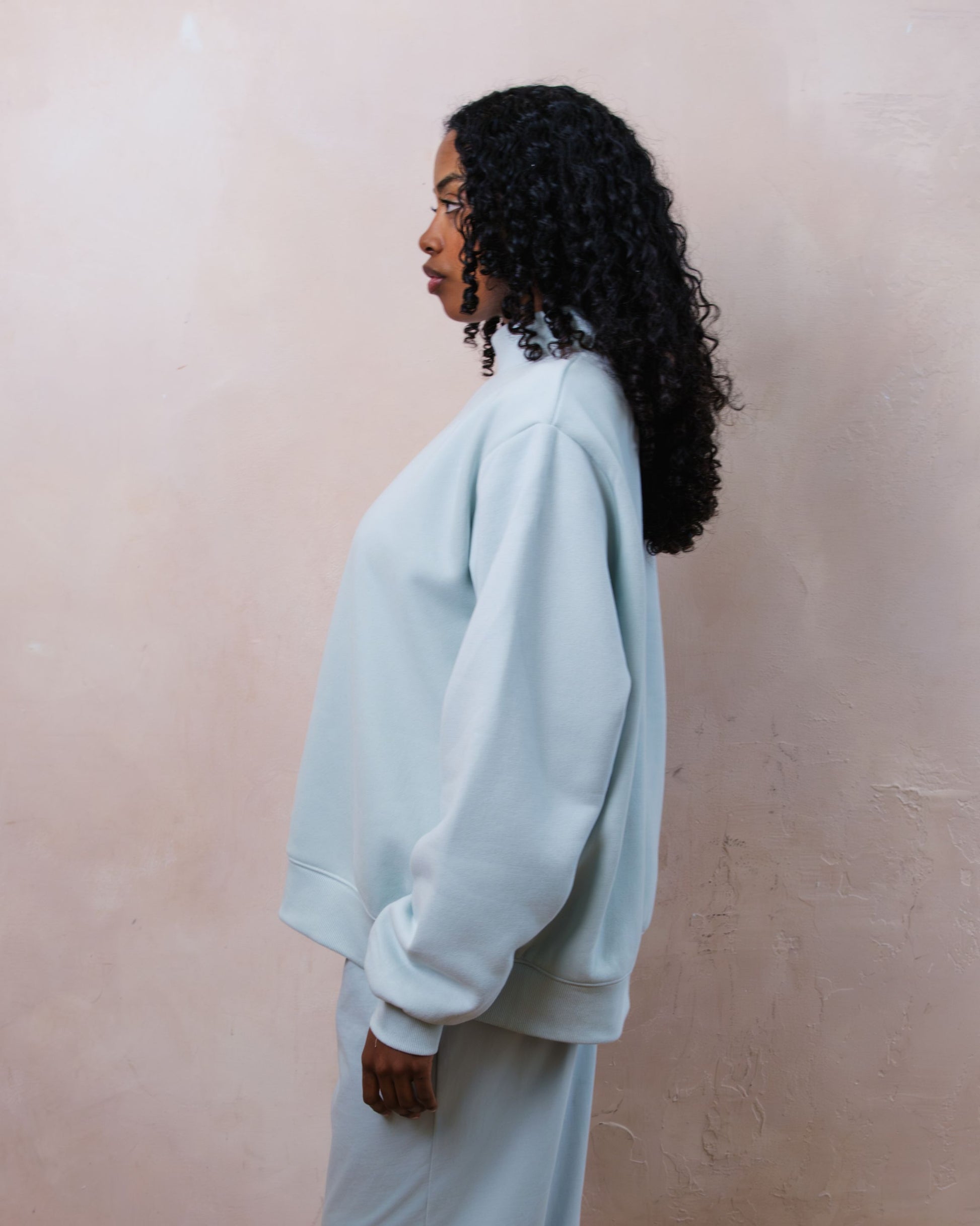 Embroidered Bridal Classic Mockneck - Pale Blue