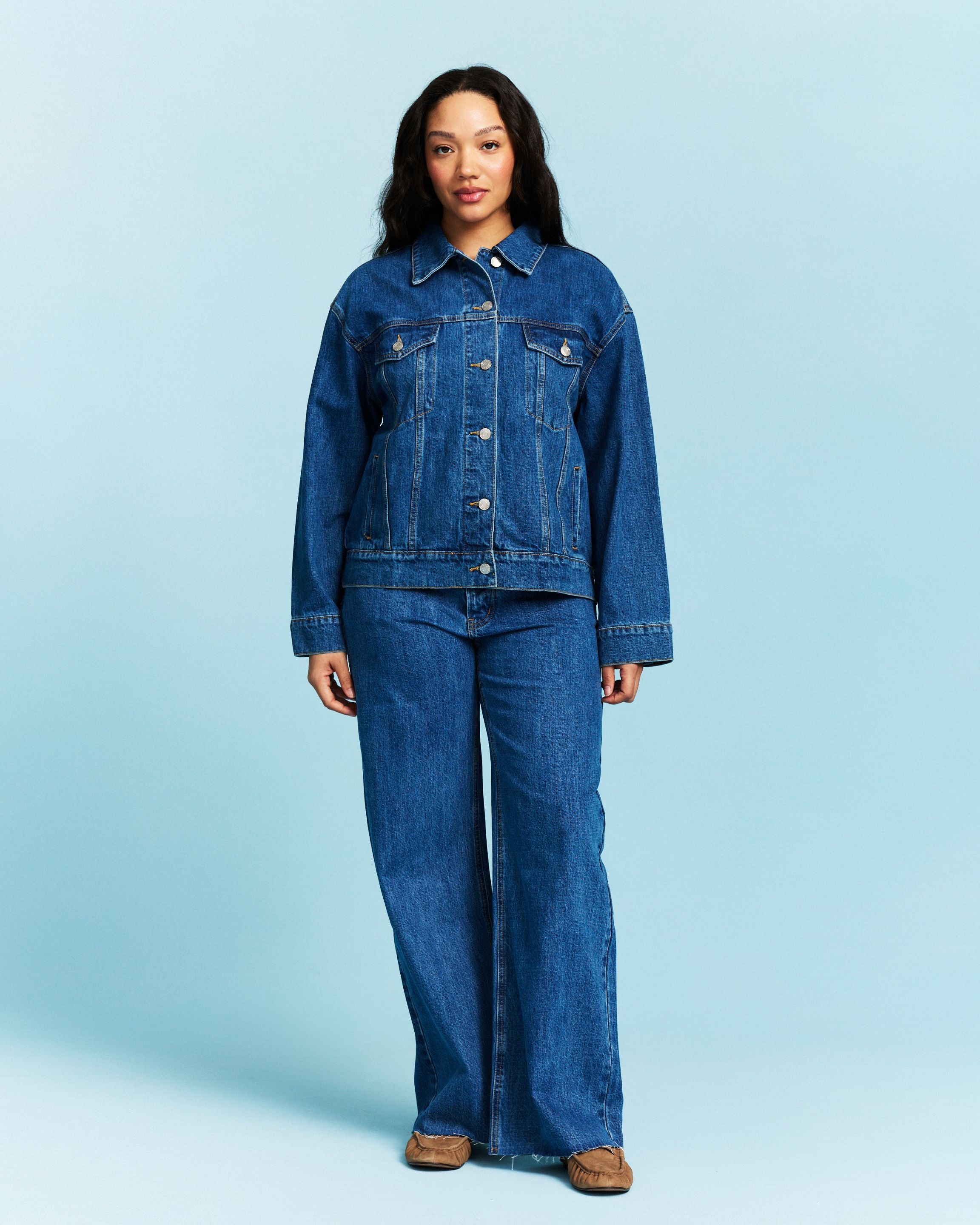 ESSAY【OVERSIZED DENIM JACKET】 Oversized Denim Jacket - Medium Wash – PARKE