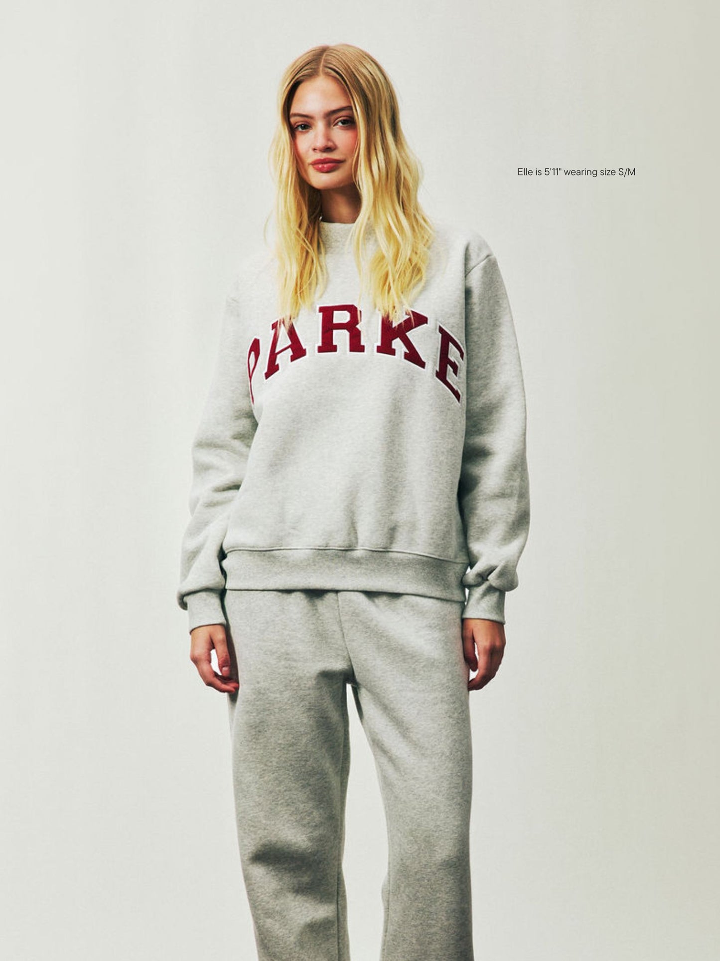 girl wearing Holiday Varsity Mockneck -classic grey + maroon 