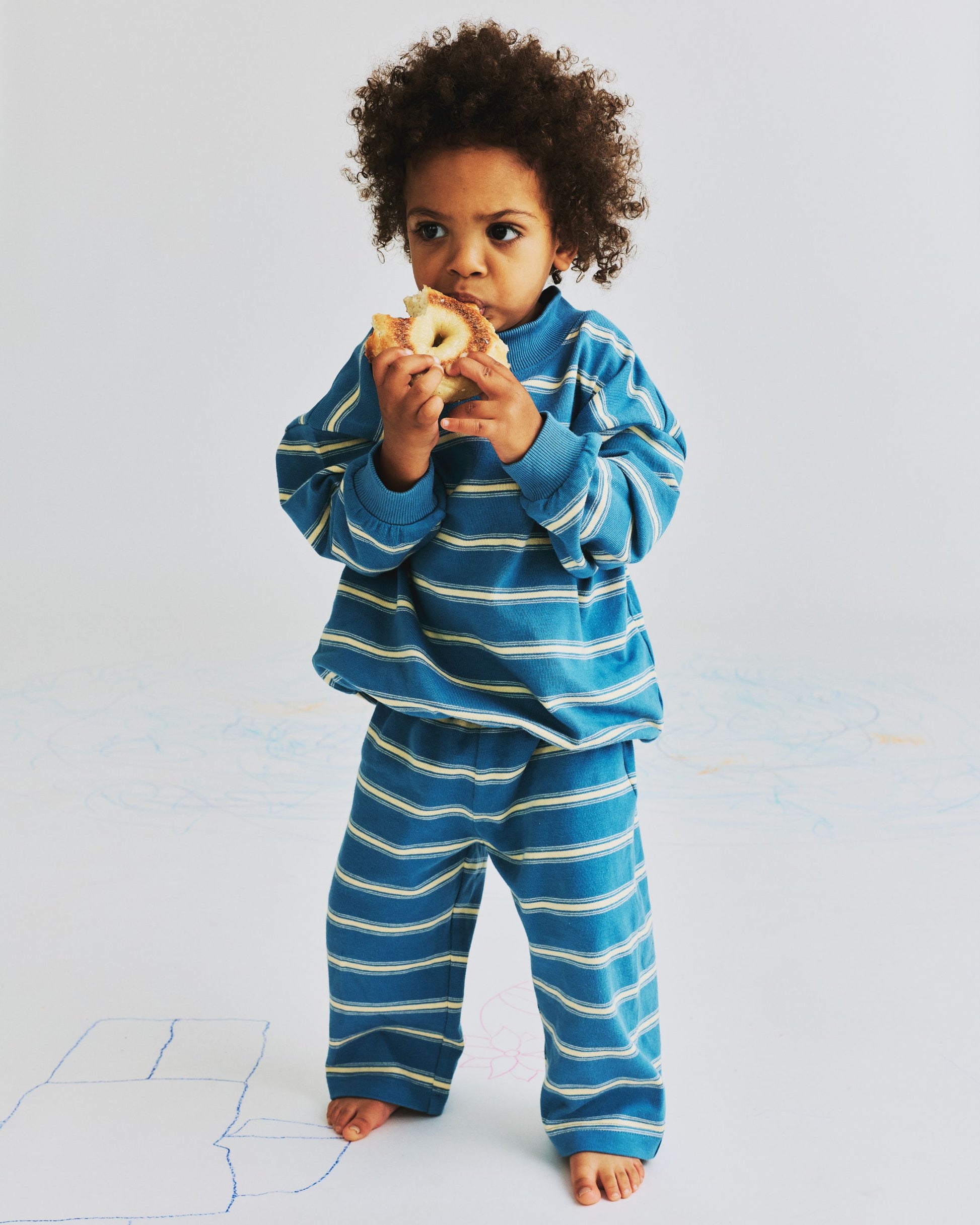 Kids Stripe Boxer Pants - Washed Indigo Stripe