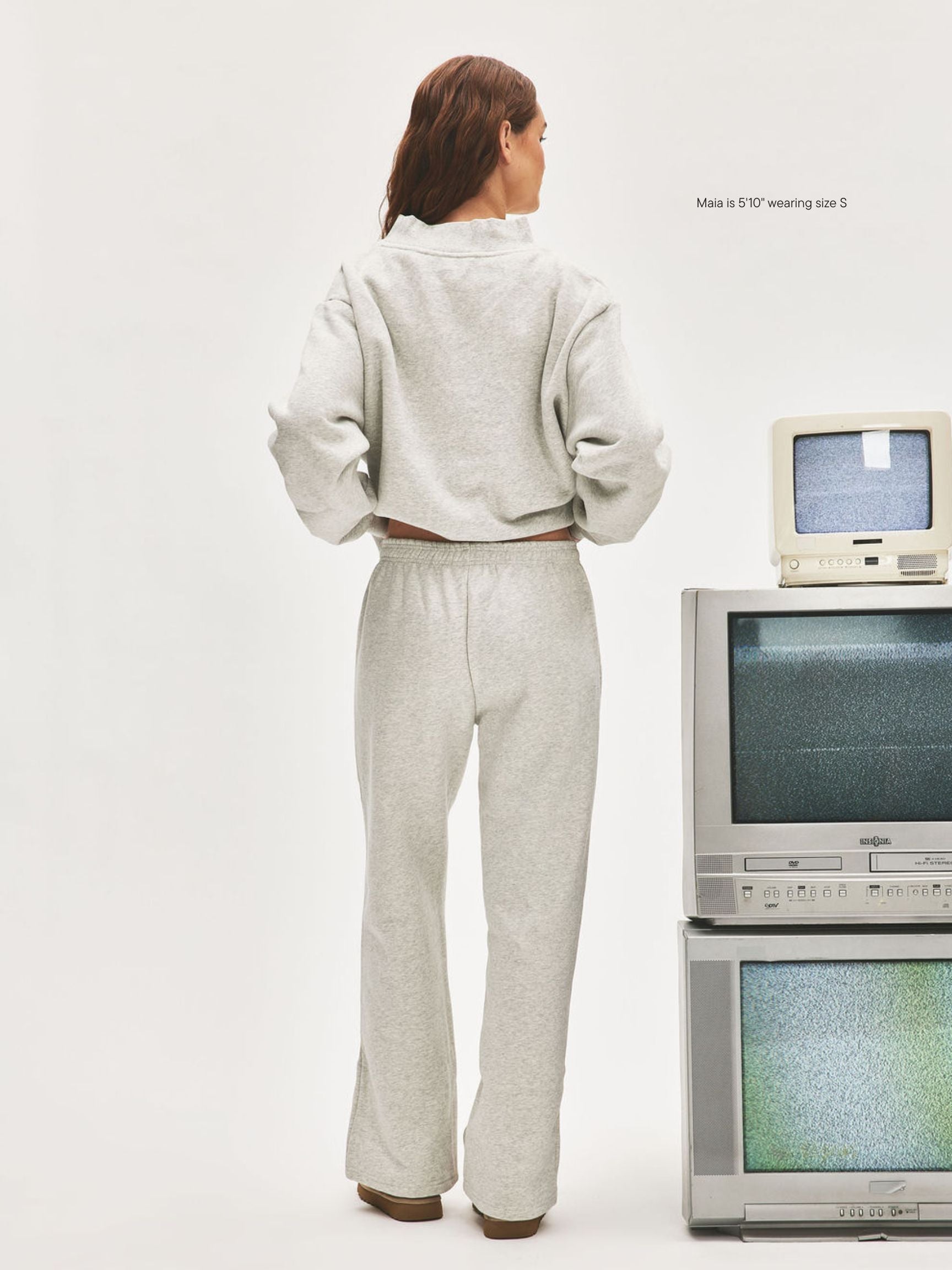 girl wearing Boxer Sweatpants -classic grey