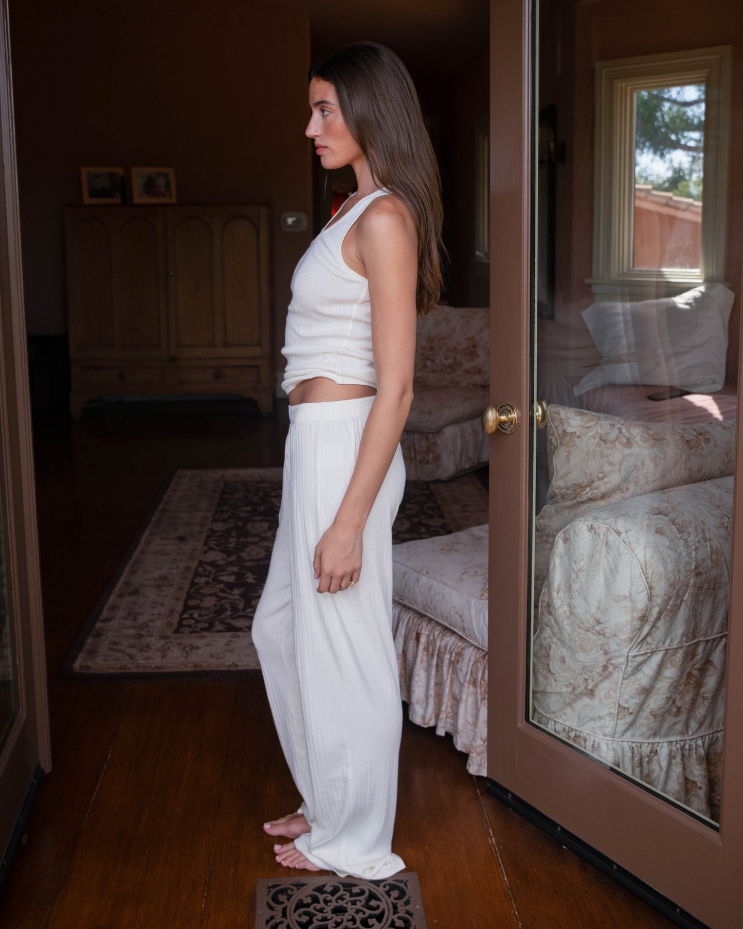 Pointelle Tank - Pearl