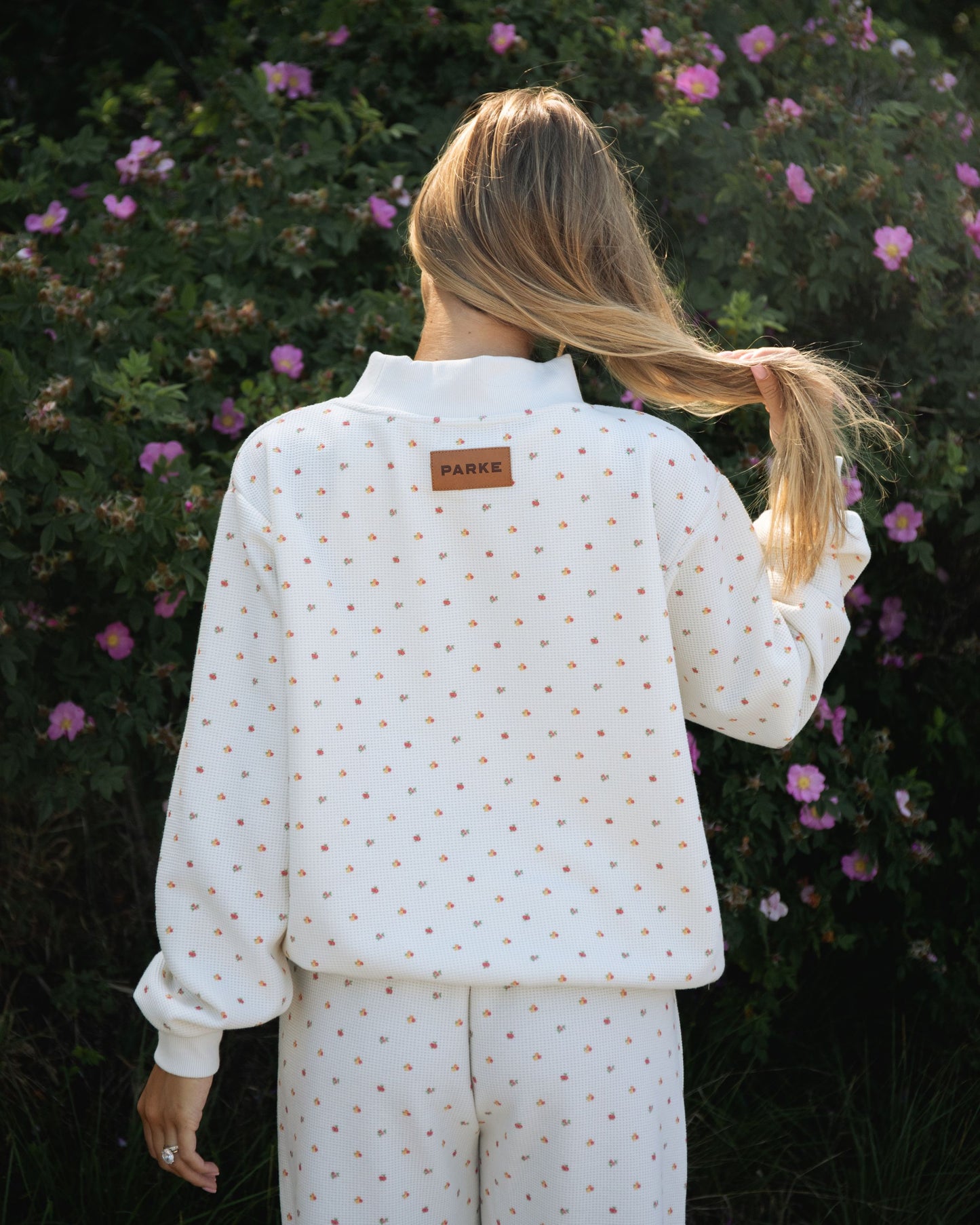Waffle Mockneck Pullover - Sunset Floral