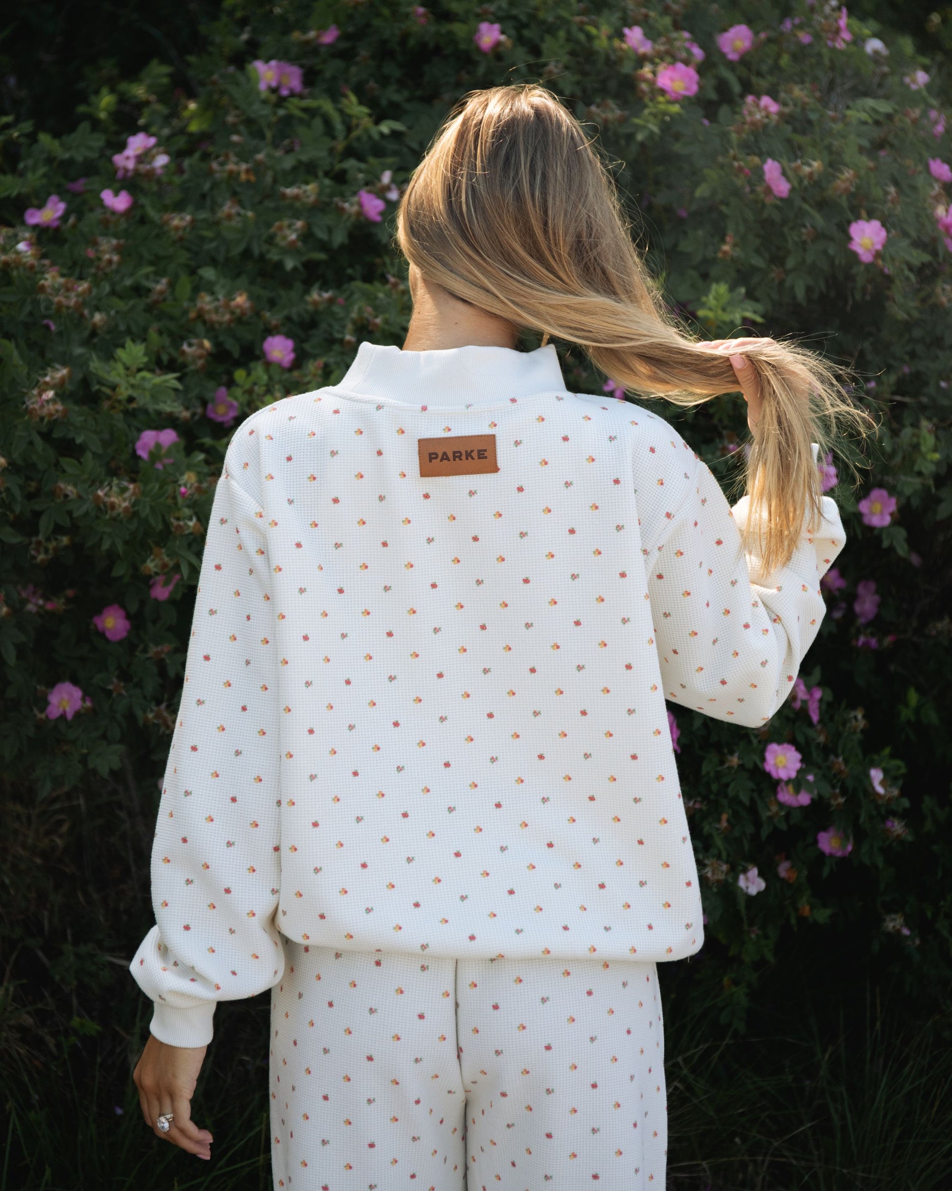 Waffle Mockneck Pullover - Sunset Floral