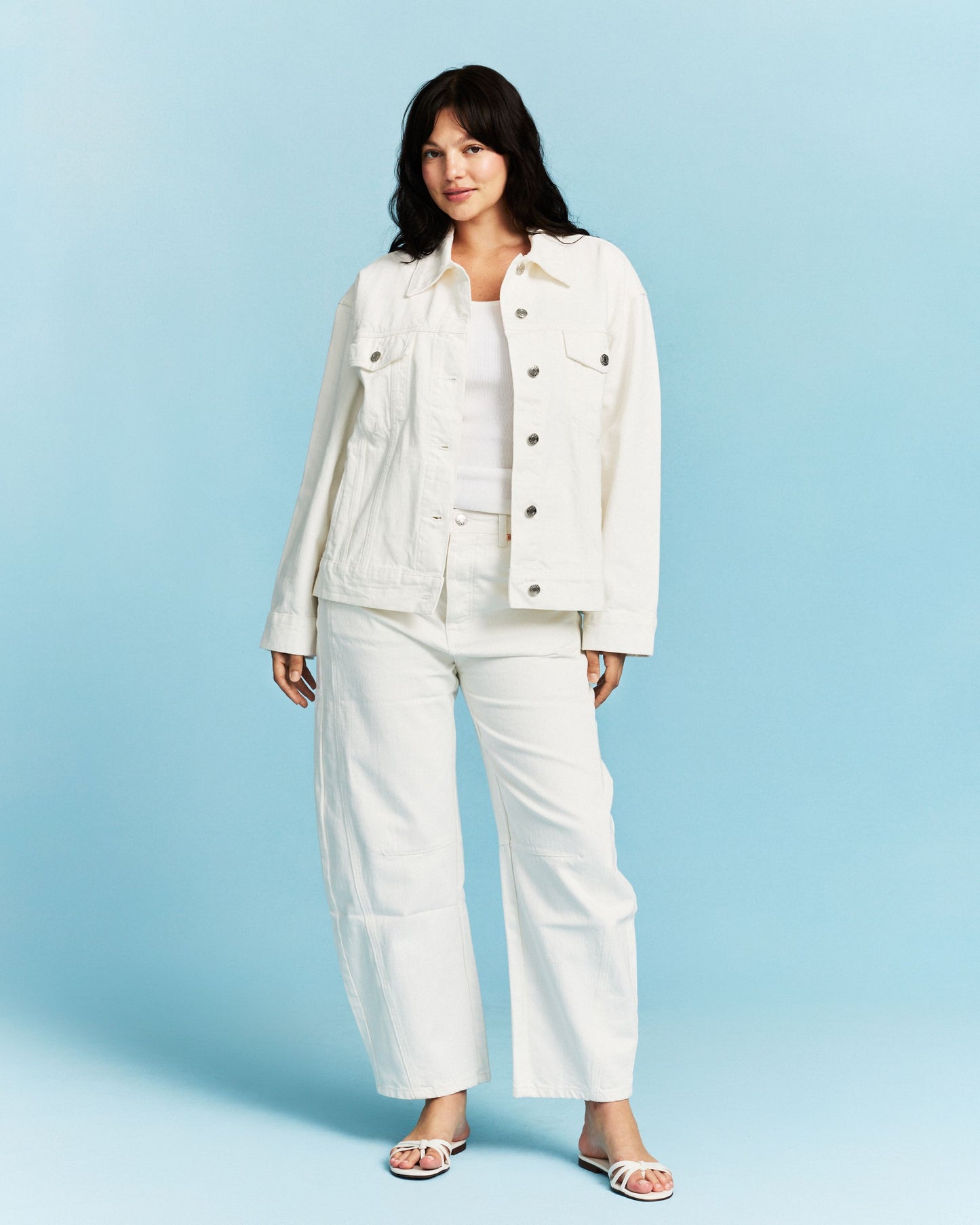 Oversized Denim Jacket - White