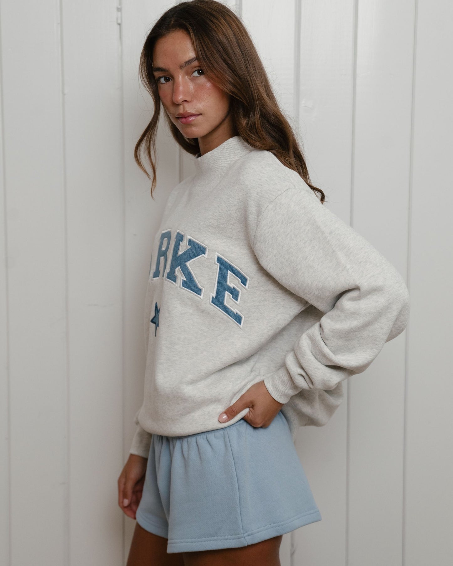 Vintage Star Varsity Mockneck - Heather Grey