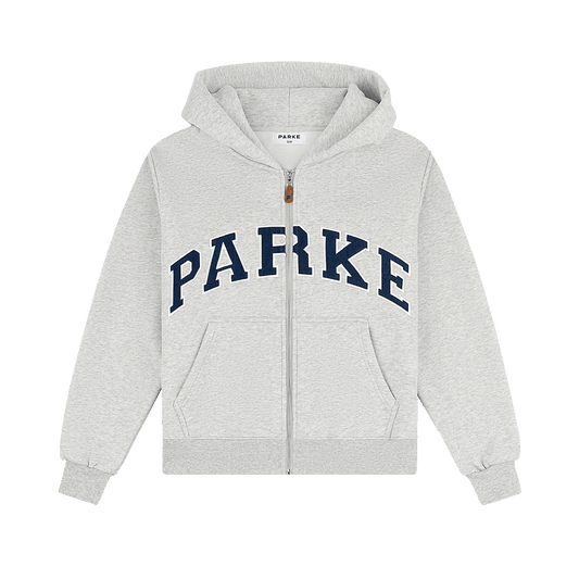 OG Varsity Zip Up Hoodie - Classic Grey + Denim